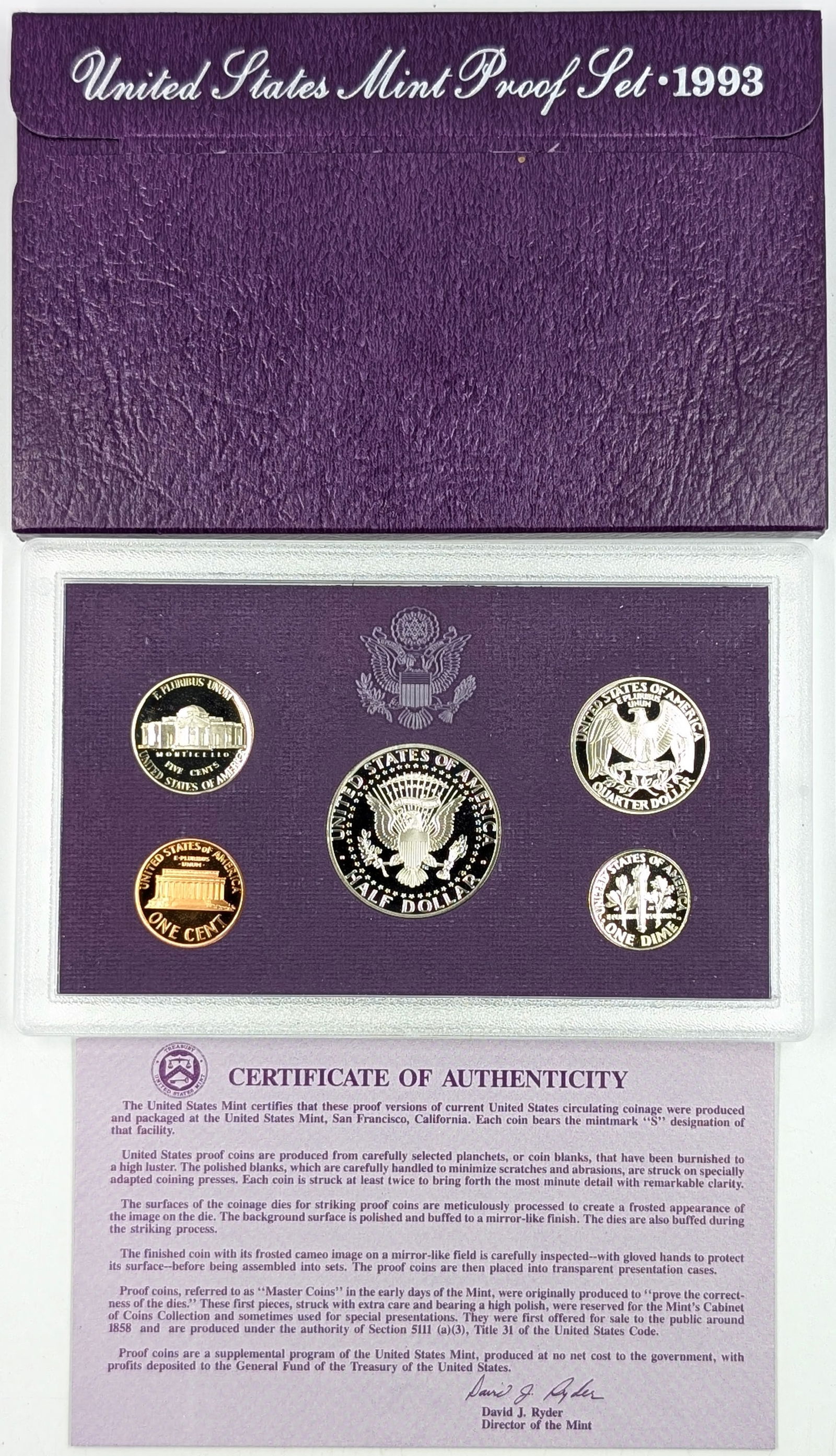 1993 US Mint Proof Set w/ COA - 2