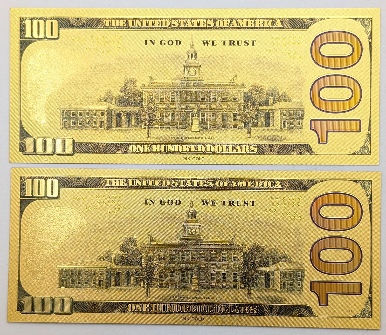 Lot of 2 Marines & Navy Gold foil $100 design - 2