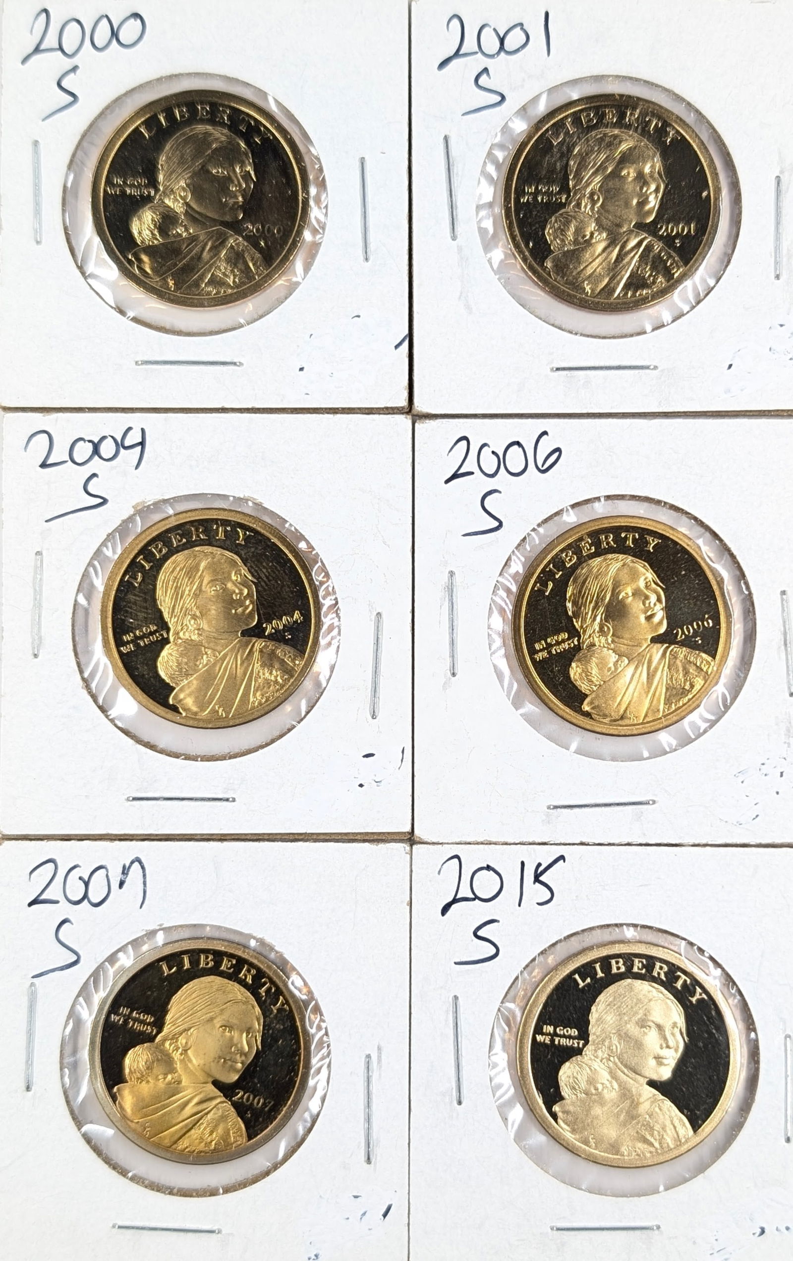 Lot of 6 Sacagawea Dollars - 2000-2015 (1 of 2)