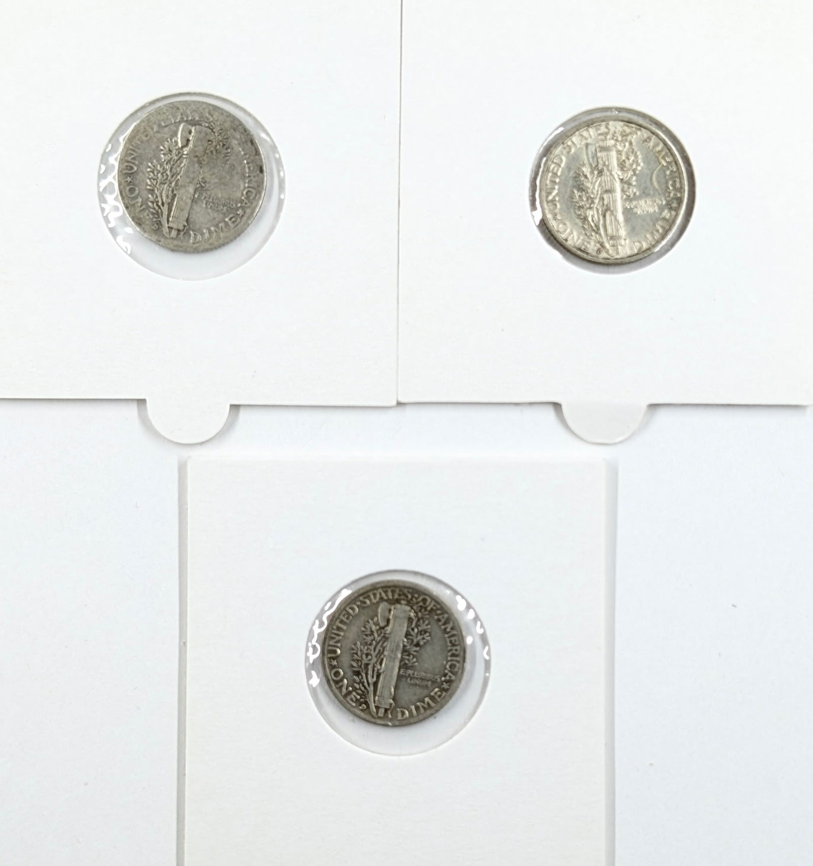 Lot of 3 Silver Mercury Dimes - 1939-D, 1940-D, 1941-D - 2