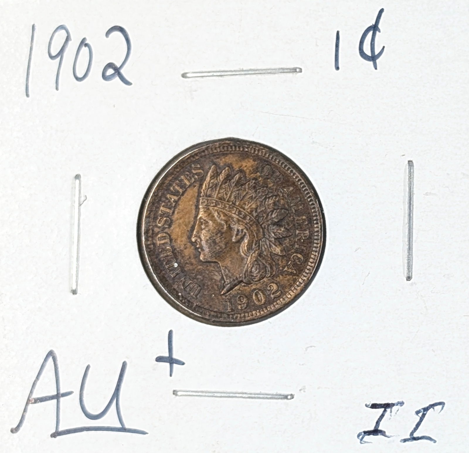 1902 Indian Head Cent - AU+: Coin 