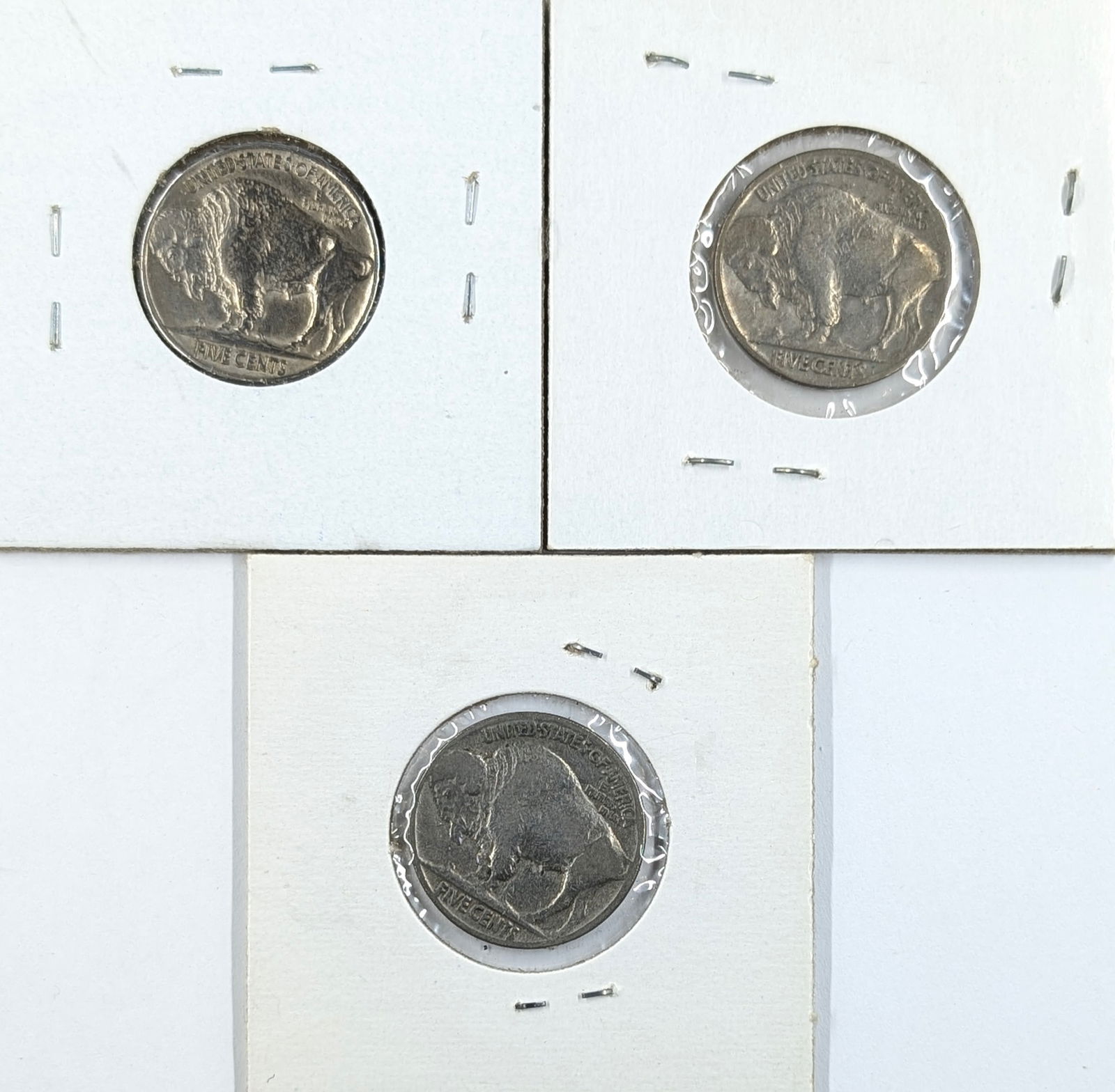 Lot of 3 Buffalo Head Nickels - 1935, 1936, 1937 - 2