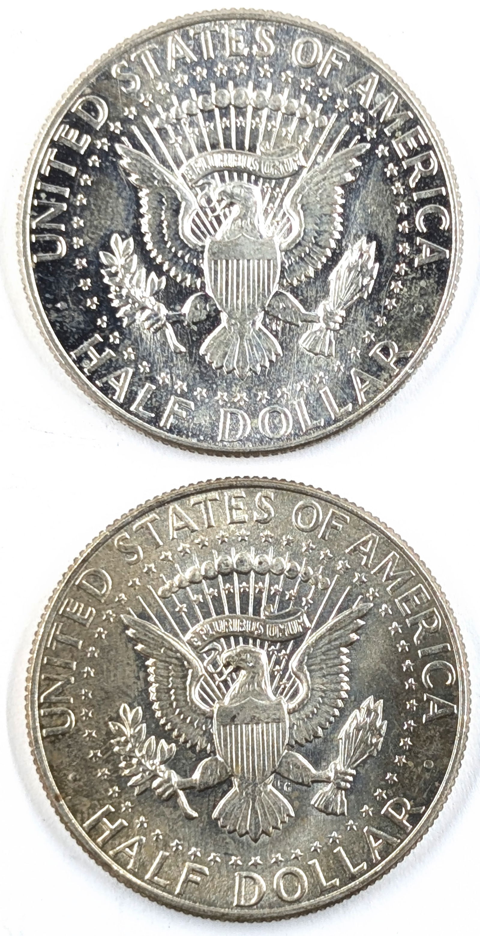 Lot of 2 Silver John F Kennedy Half Dollars - 1966, 1967 - Uncirculated - 2