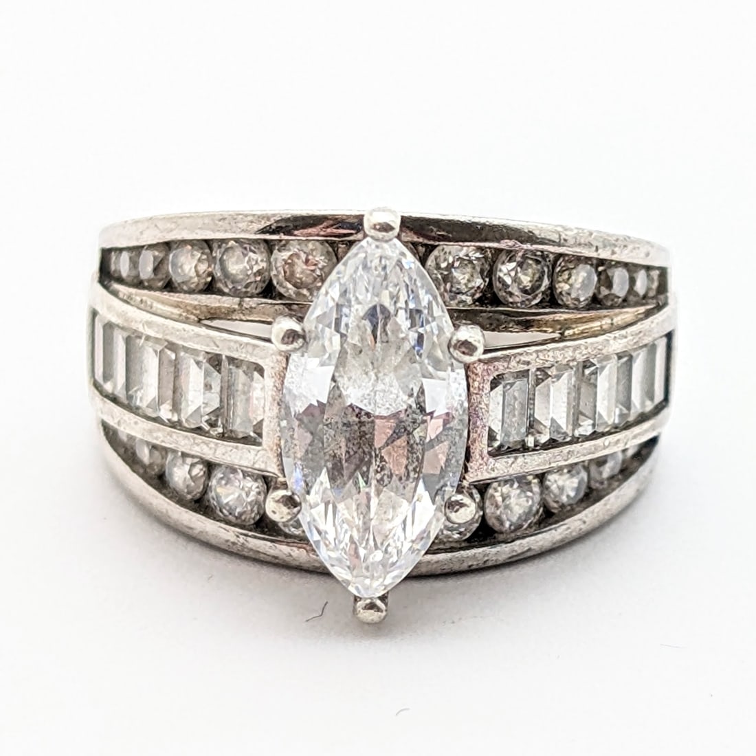 Sterling Silver Cubic Zirconia Ladies Ring - 4