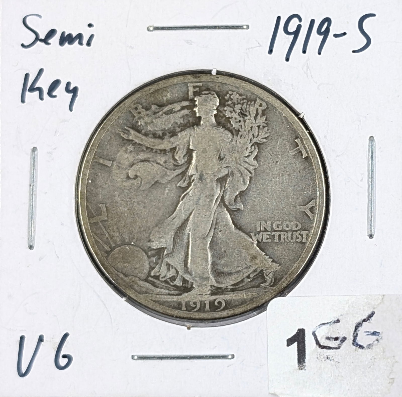 1919-S Silver Walking Liberty Half Dollar - Semi-Key Date: Silver 