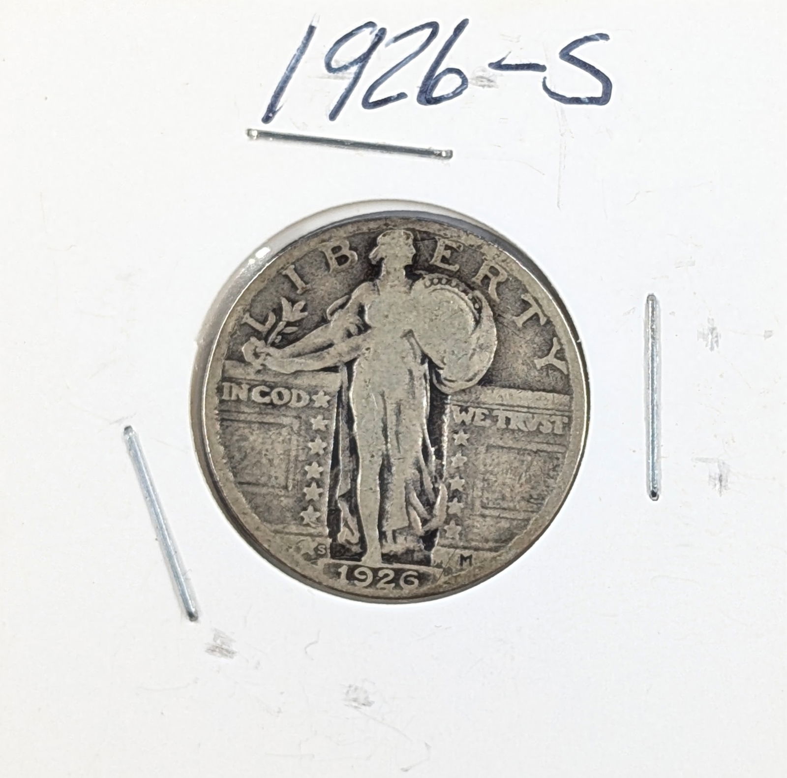 1926-S Silver Standing Liberty Quarter - Good Condition: Silver 