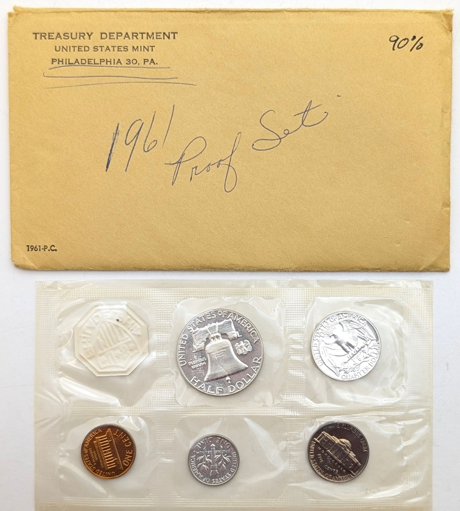 1961 Silver US Mint Proof Set w/ Silver Half, Quarter & Dime - 2