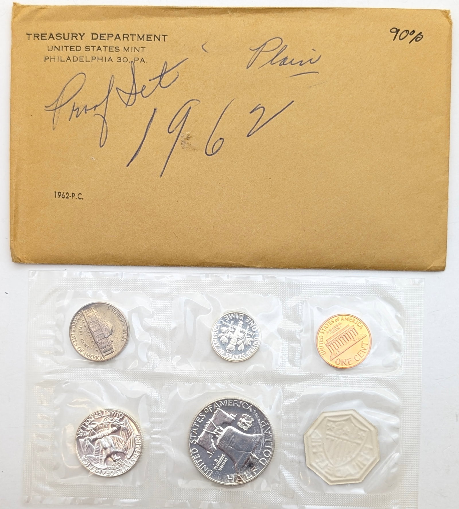 1962 Silver US Mint Proof Set w/ Silver Half, Quarter & Dime - 2