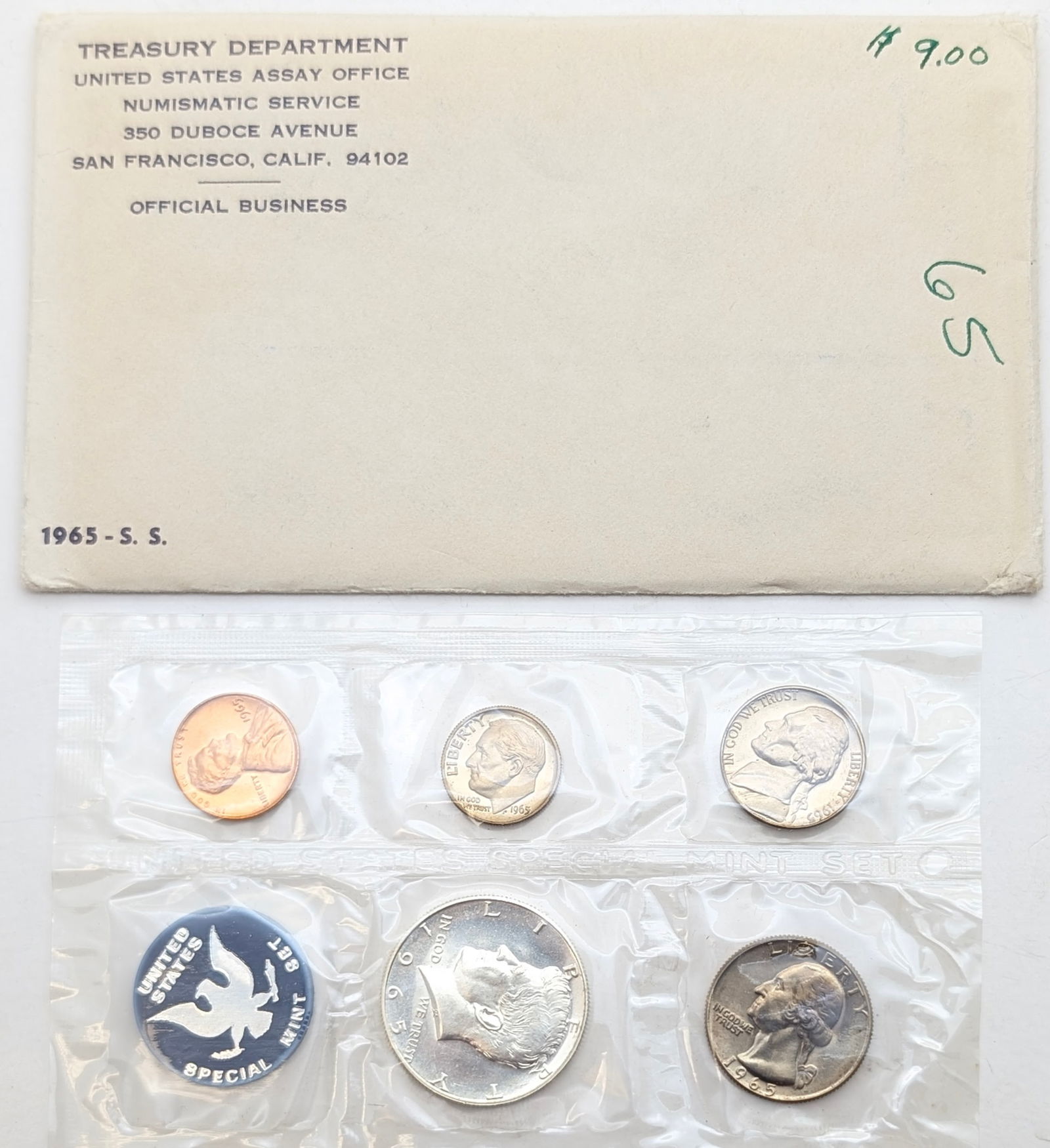 1965 US Mint Special Uncirculated Set w/ Silver Half: Silver 