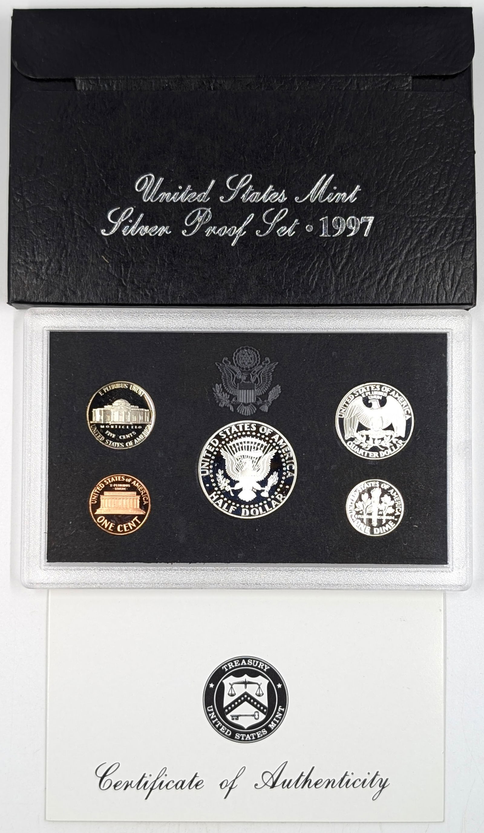1997 Silver US Mint Proof Set w/ Silver Half, Quarter & Dime w/ COA - 2
