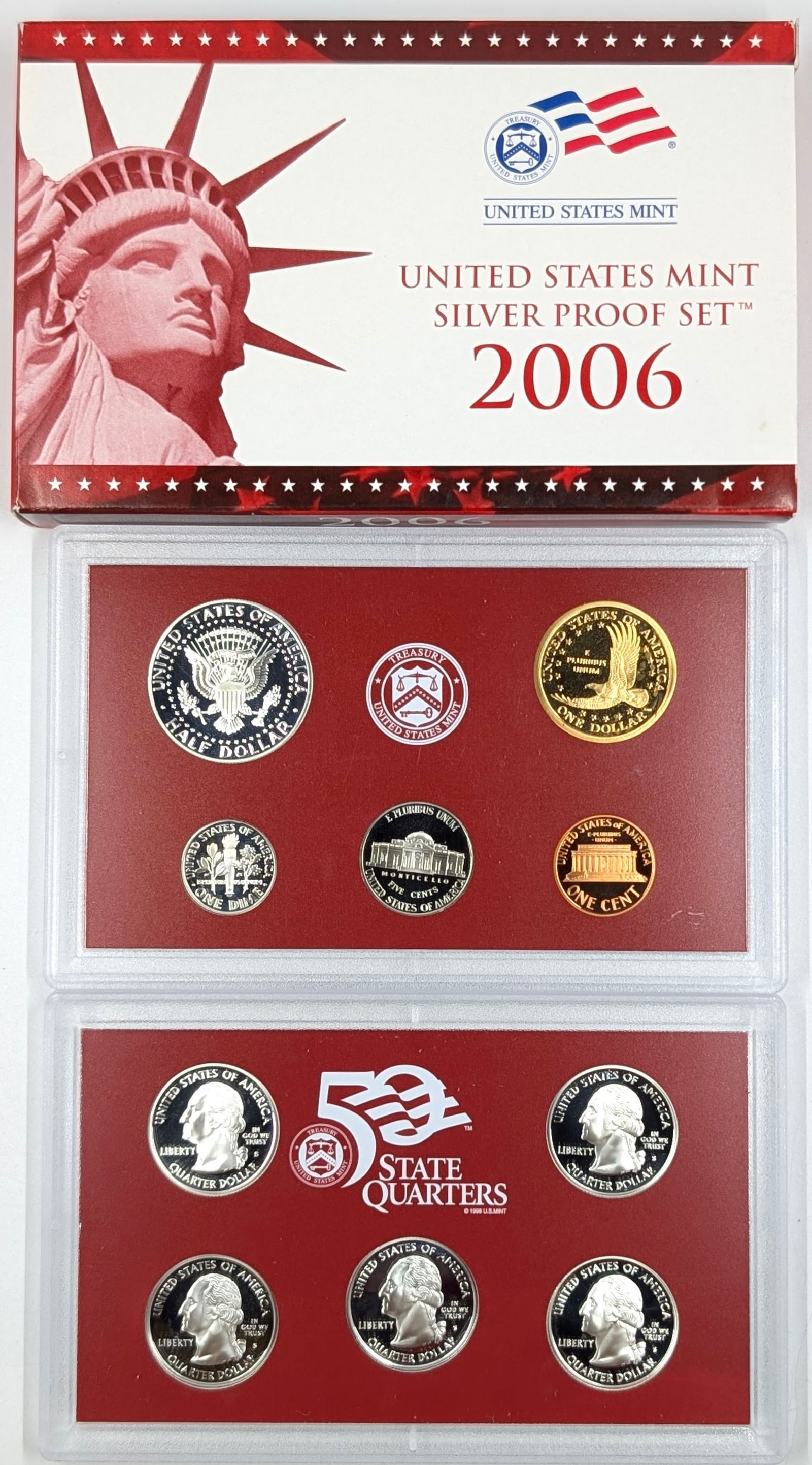 2006 Silver US Mint Proof Set w/ Silver Half, Quarter & Dime w/ COA - 2