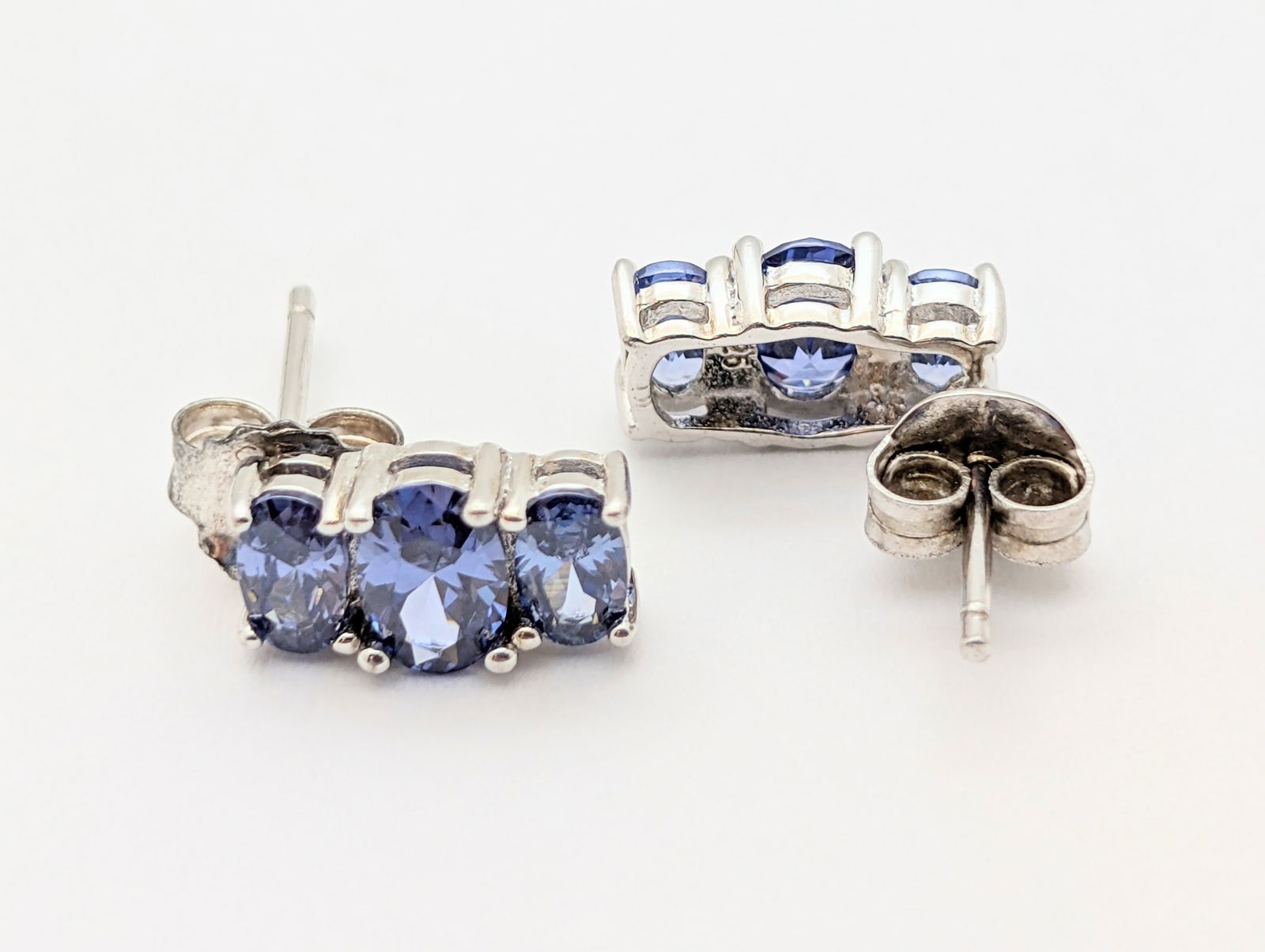Lot of 3 Sterling Silver Ladies Stud Earrings - Colors for every occasion - 4