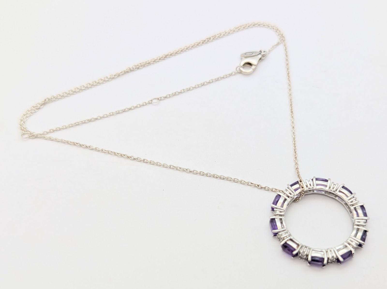 Sterling Silver Purple Circle Pendant Ladies Necklace - Pandora brand Chain: Length: 16in 