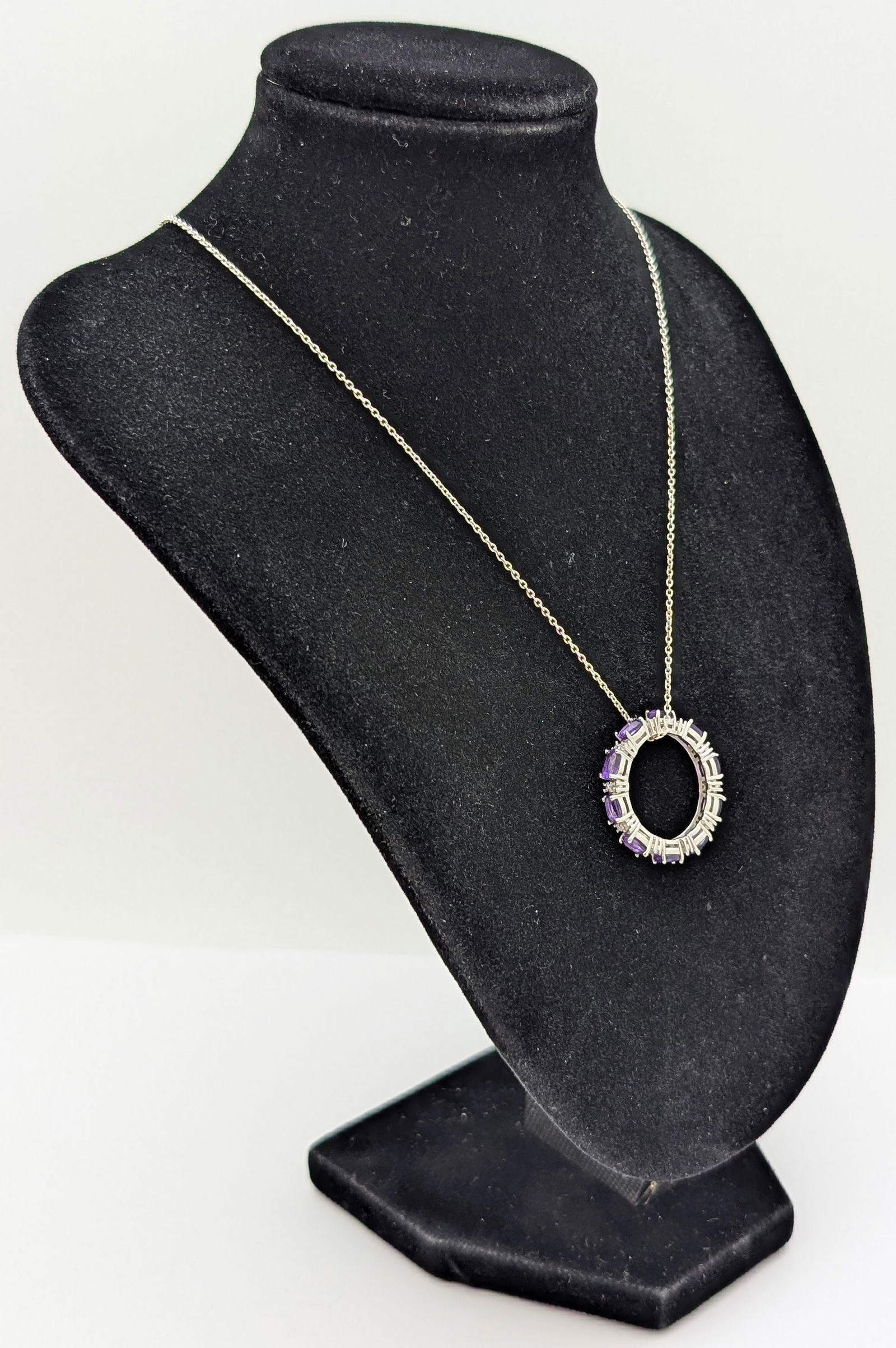 Sterling Silver Purple Circle Pendant Ladies Necklace - Pandora brand Chain - 2