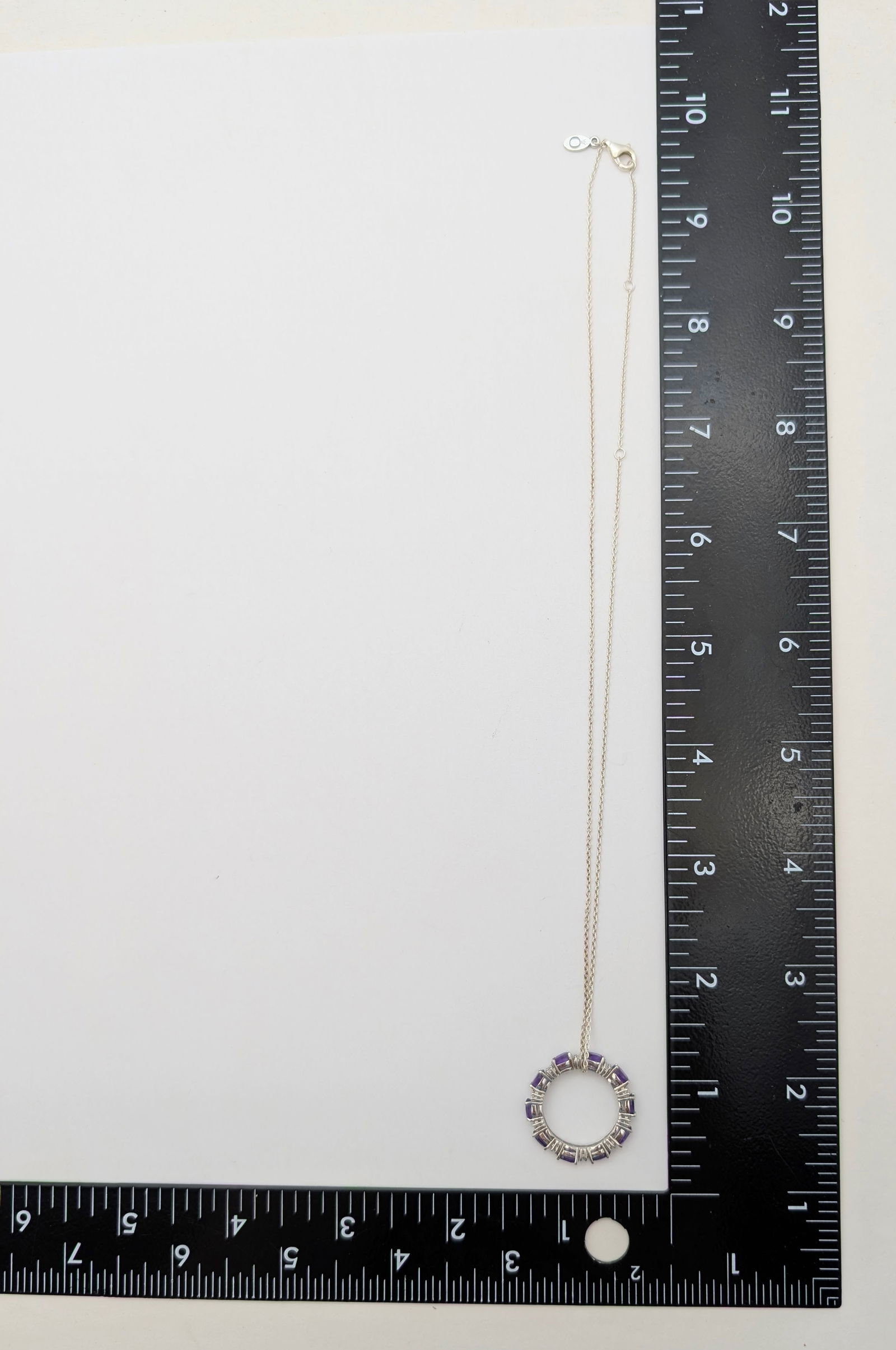 Sterling Silver Purple Circle Pendant Ladies Necklace - Pandora brand Chain - 7