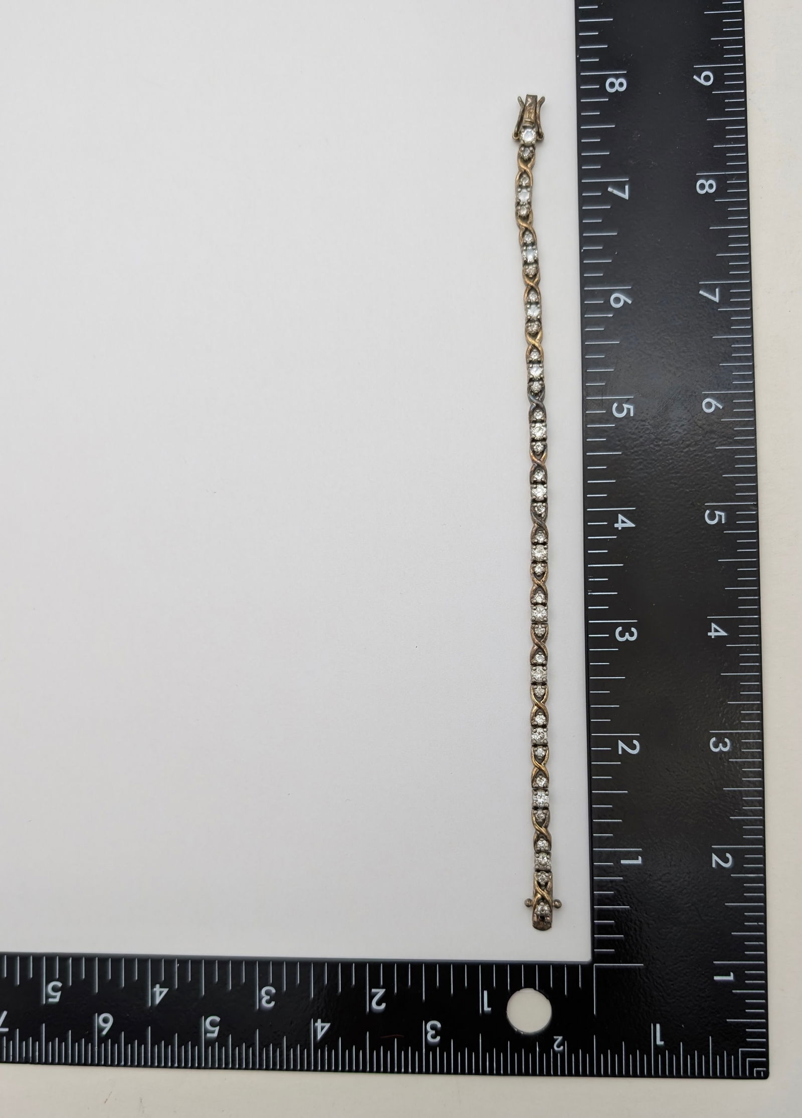 Sterling Silver White Gem Ladies Tennis Bracelet - 12.62g - 5