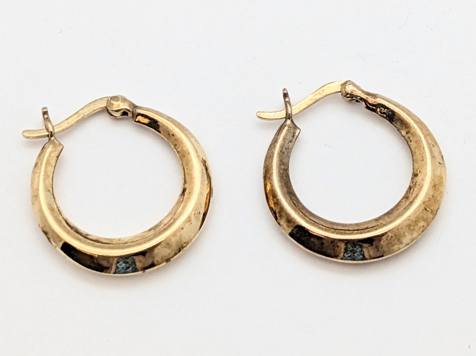 Sterling Silver Gold Toned Ladies Hoop Earrings - 2