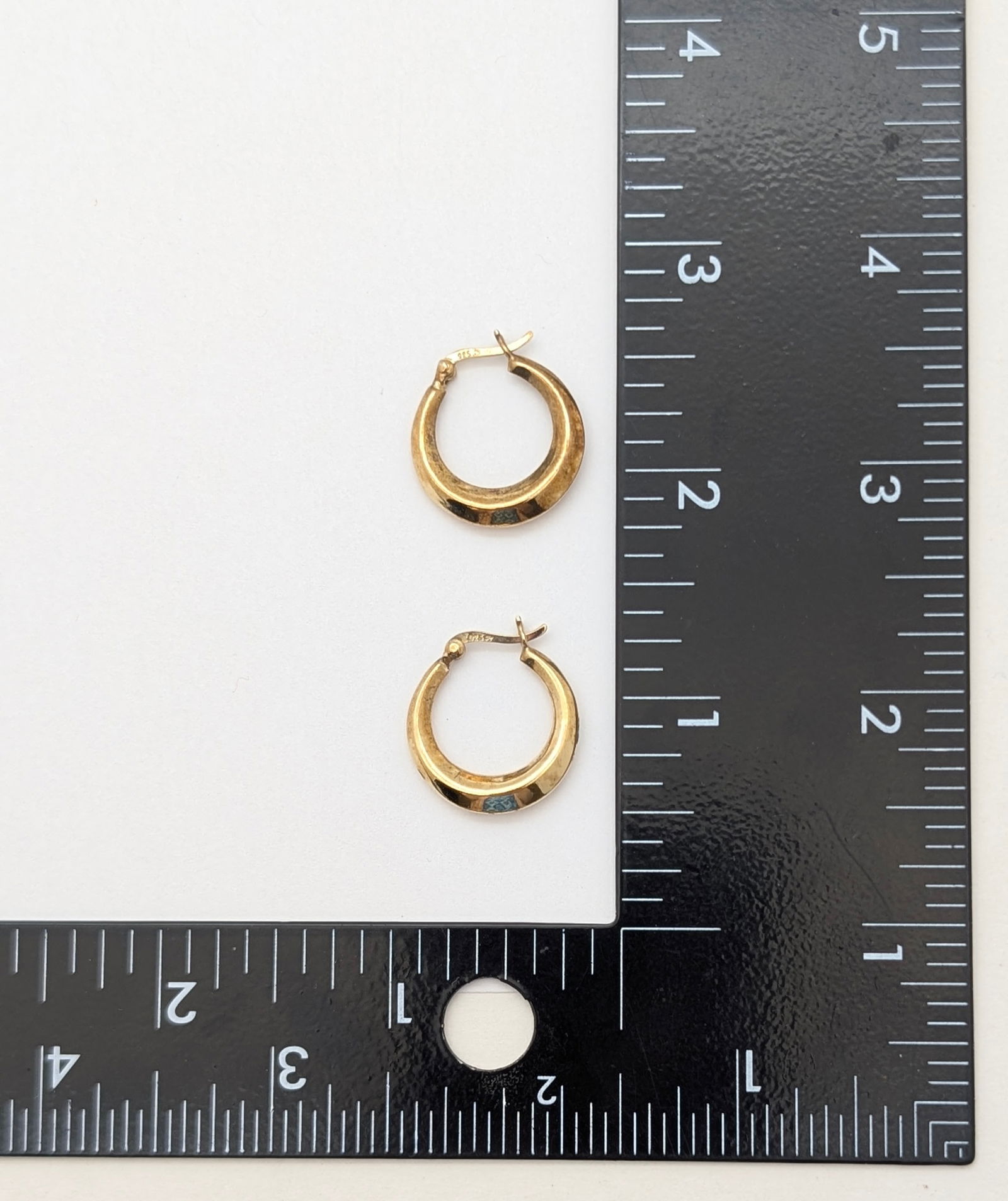 Sterling Silver Gold Toned Ladies Hoop Earrings - 5