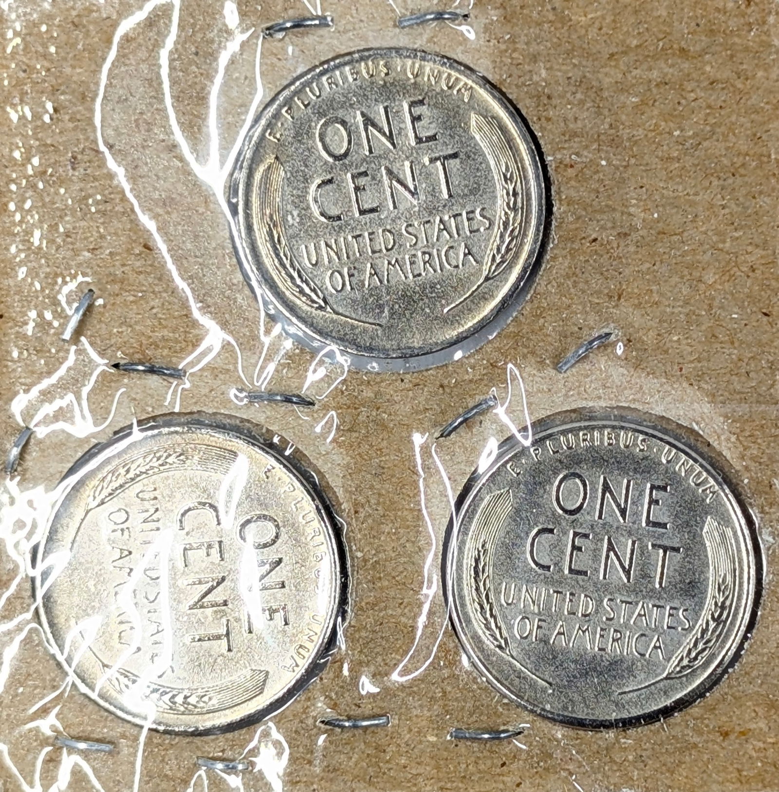 Lot of 3 - 1943 P/D/S Steel Lincoln Cents - BU - 2