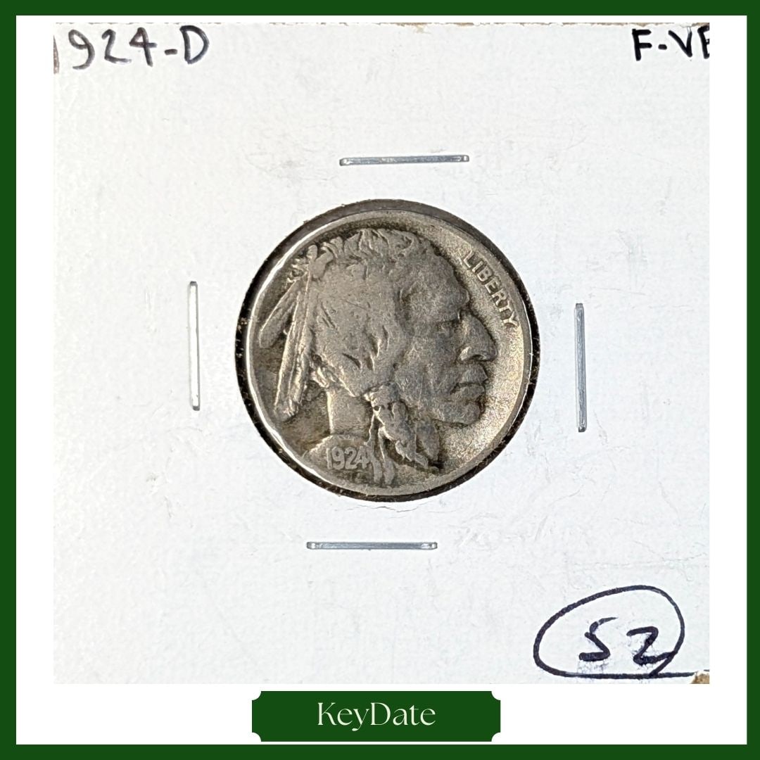 1924-D Buffalo Head Nickel - VF - KEY DATE: Coin 