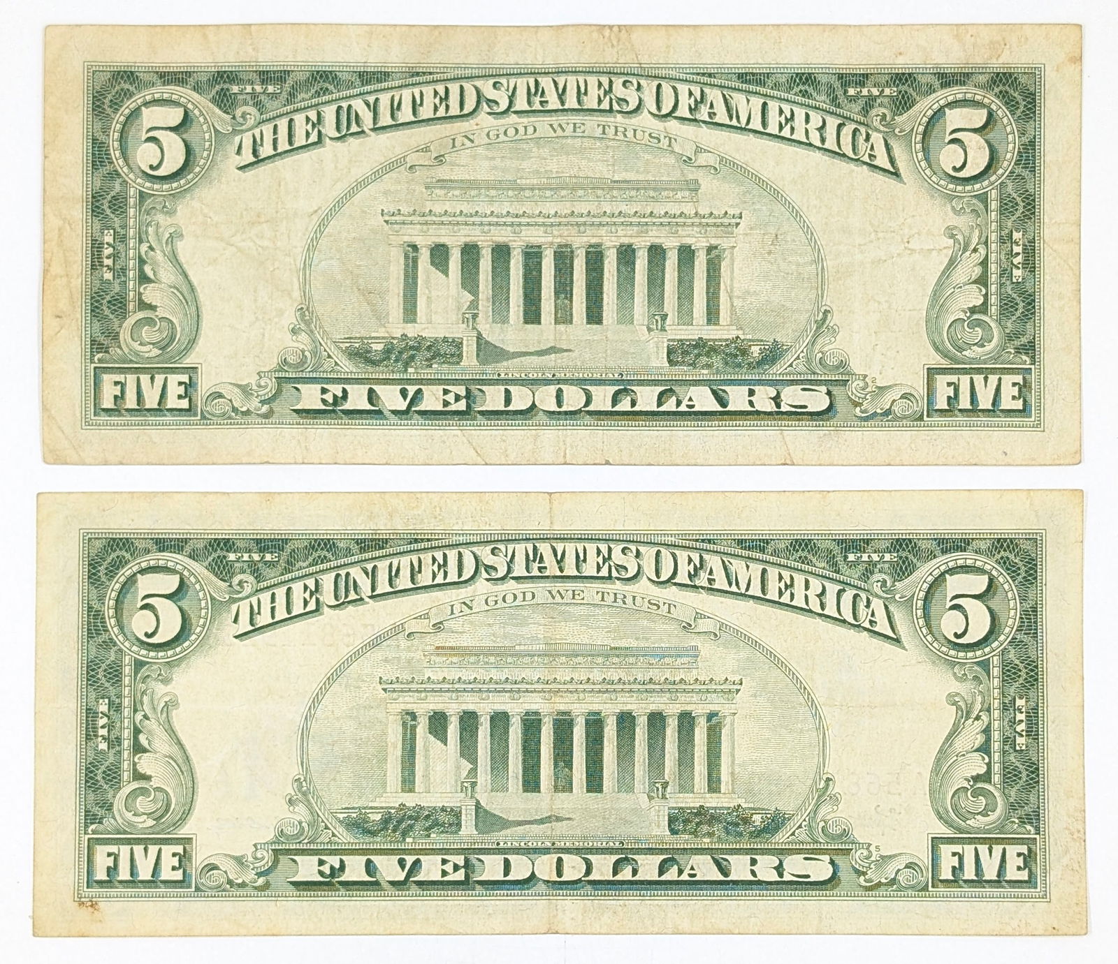Lot of 2 - 1963 $5 Notes - Red Seals - 2
