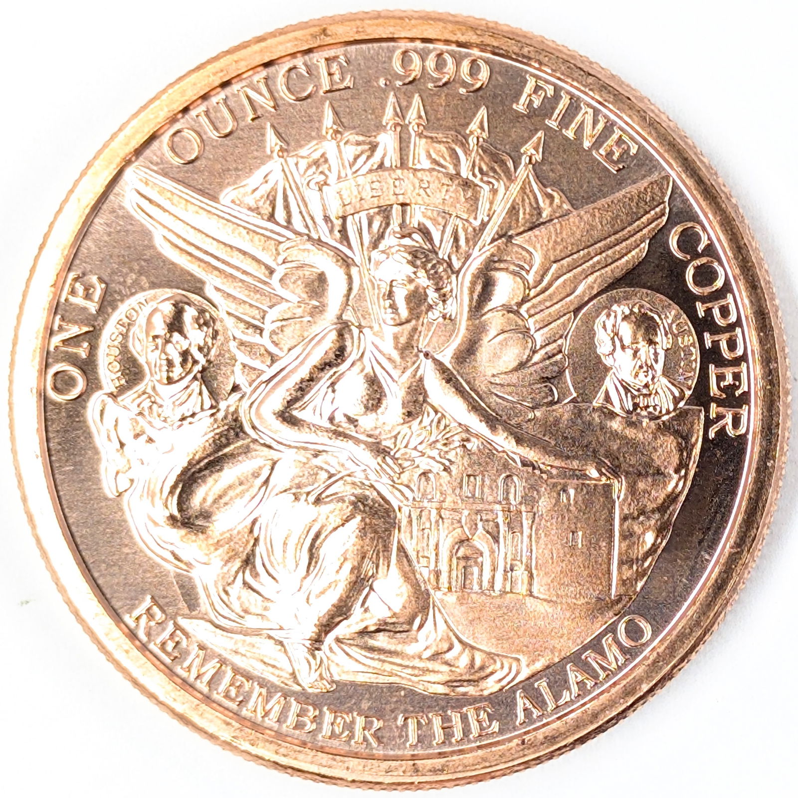 1 Ounce Fine .999 Copper Round - Remember the Alamo: Copper 