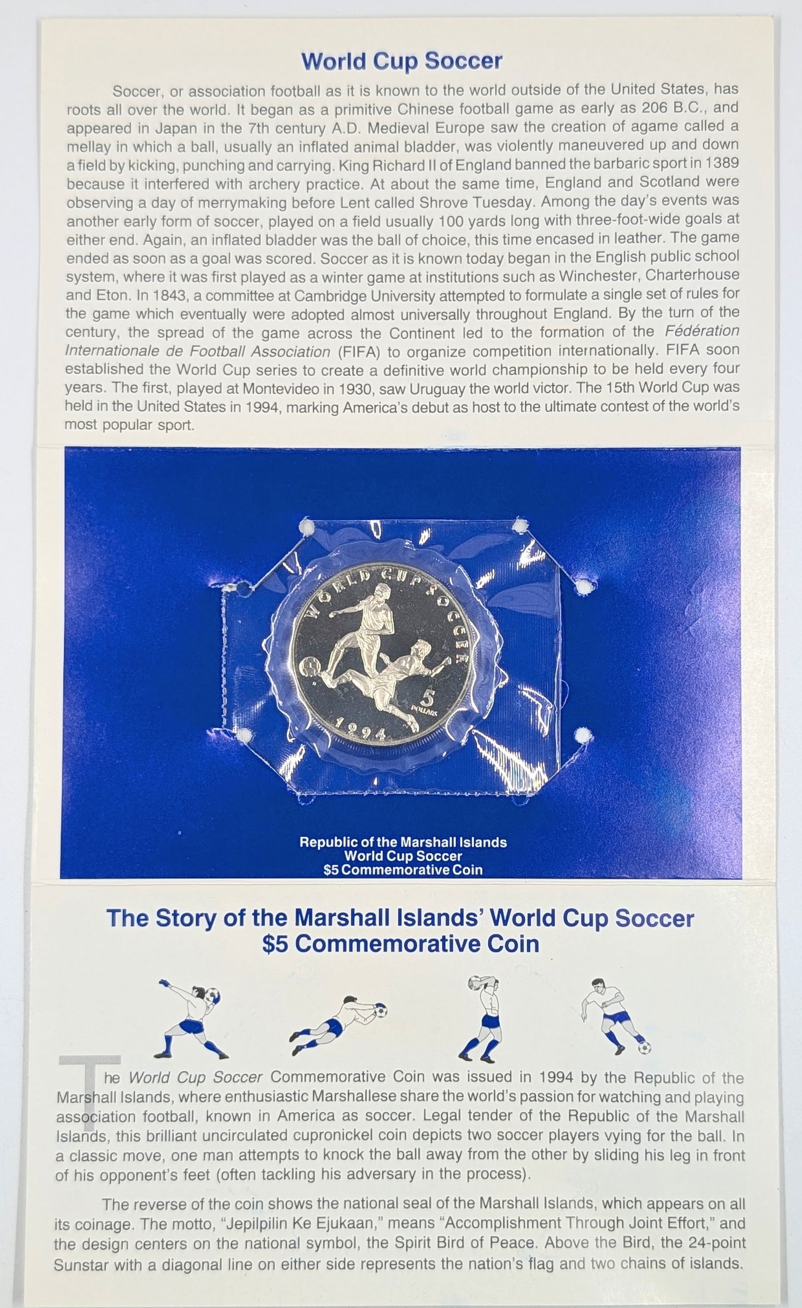 World Cup Soccer 1994 Republic of the Marshall Islands $5 - 4