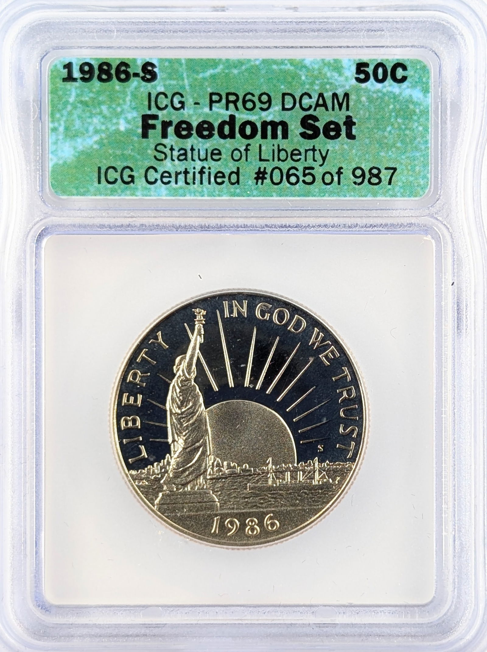 ICG 1986-S PR69 DCAM Statue of Liberty Half Dollar: Coin