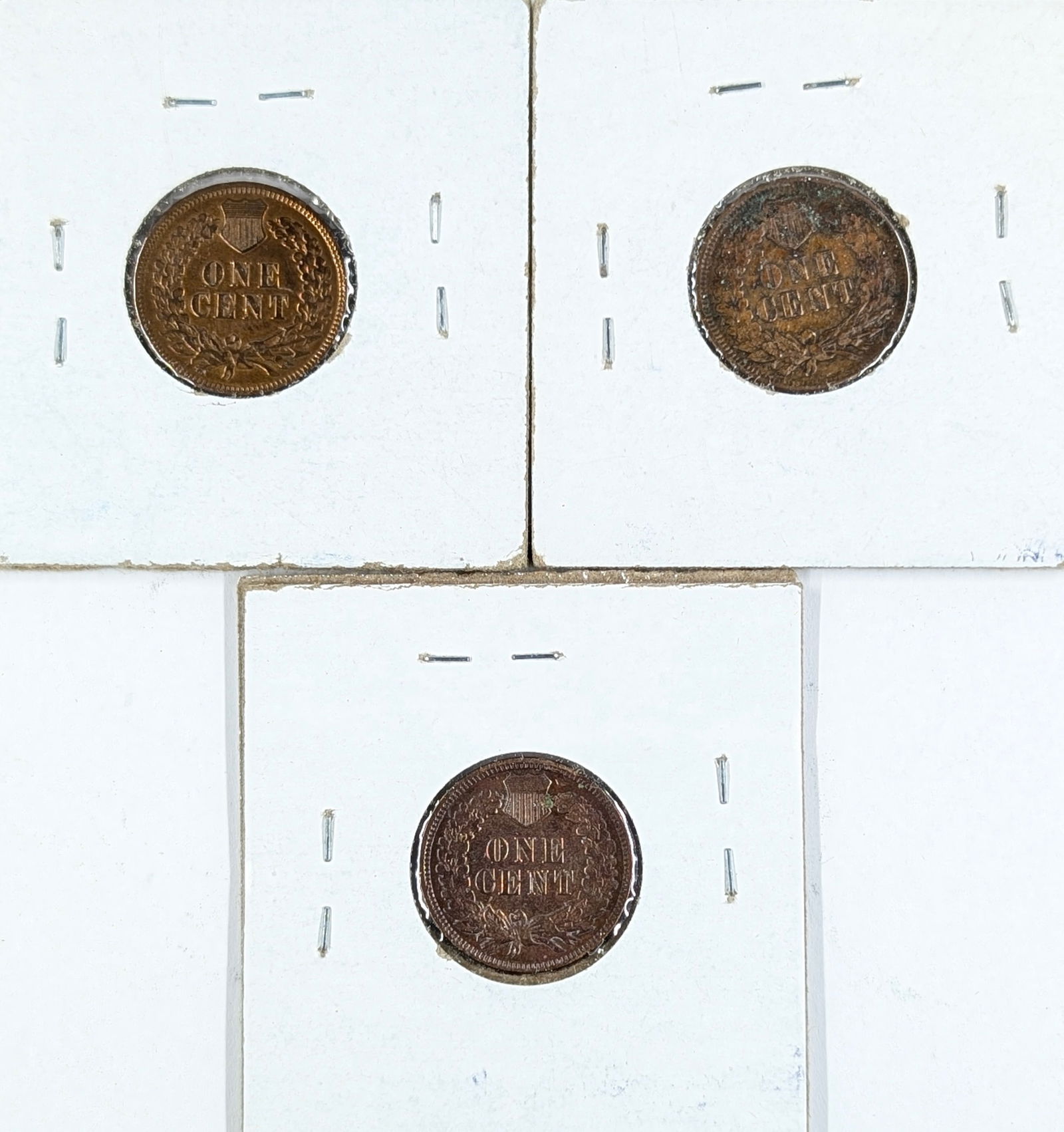 Lot of 3 Indian Head Cents - 1905, 1907, 1908 - 2