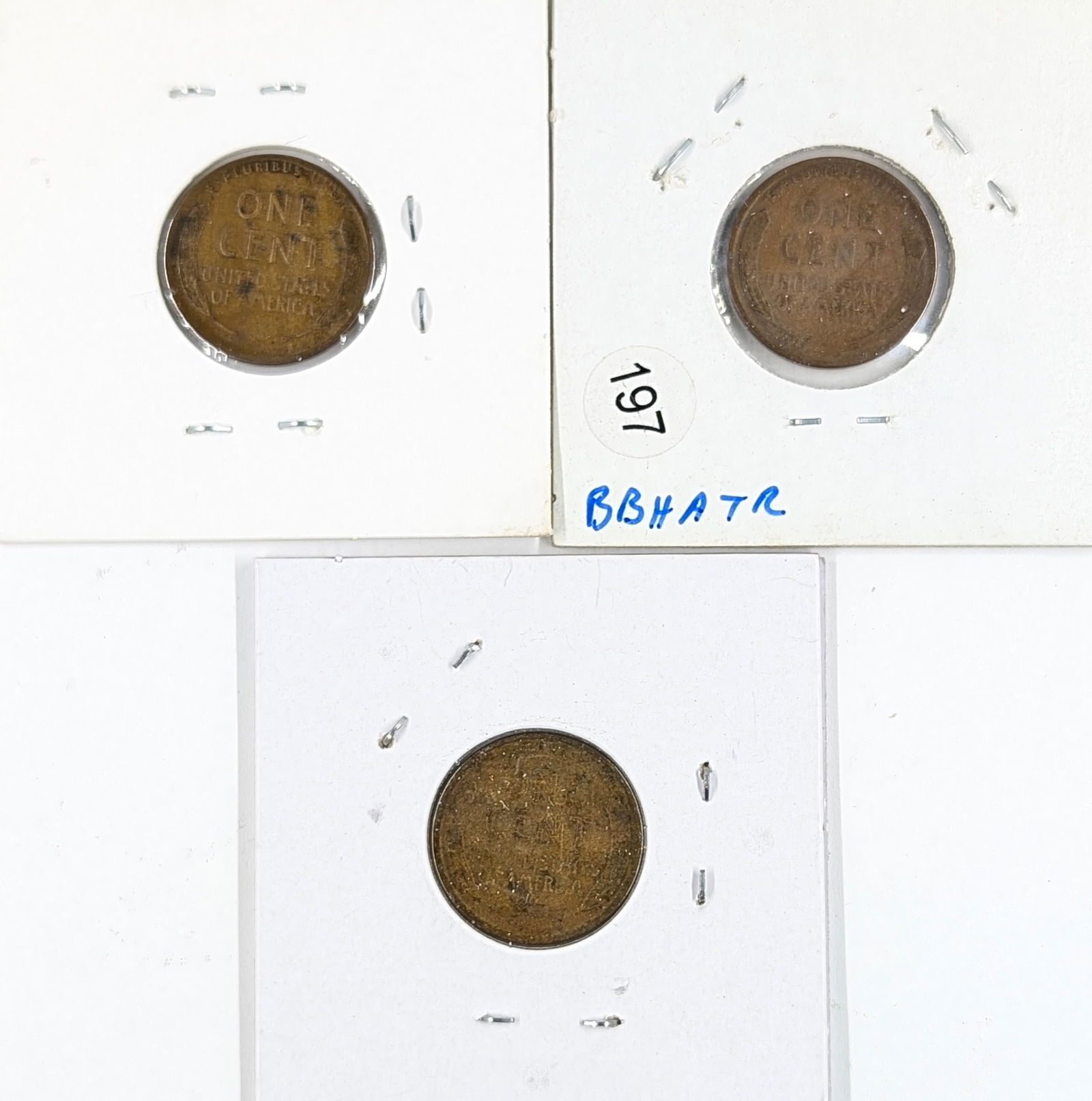 Lot of 3 Wheat Cents - 1918-S, 1919-S, 1921-S - 2