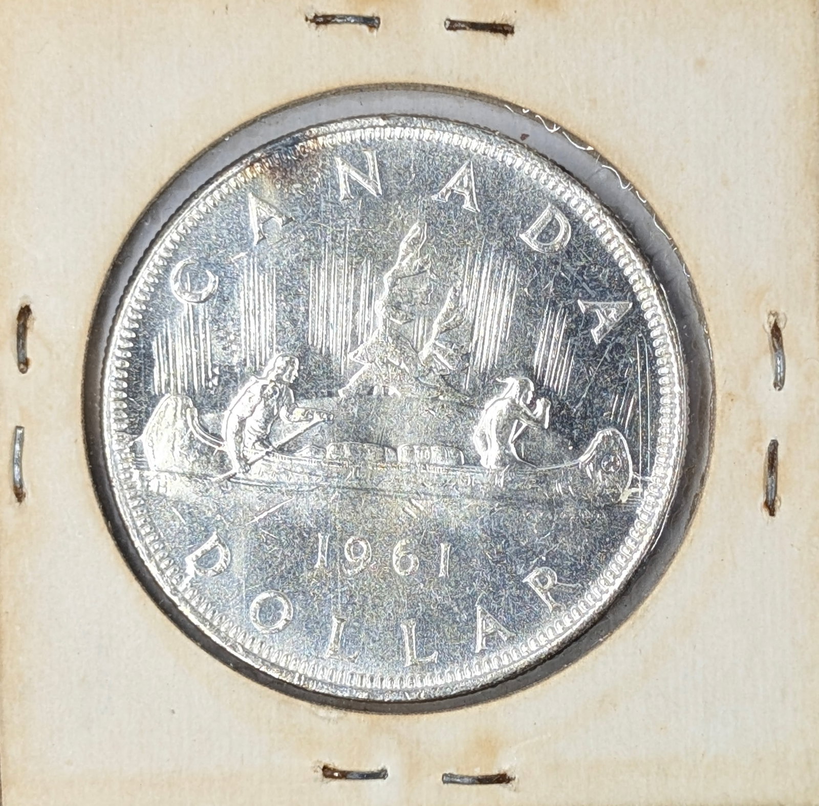 1961 Silver Canada 1 Dollar - Toned, AU: 80% Silver