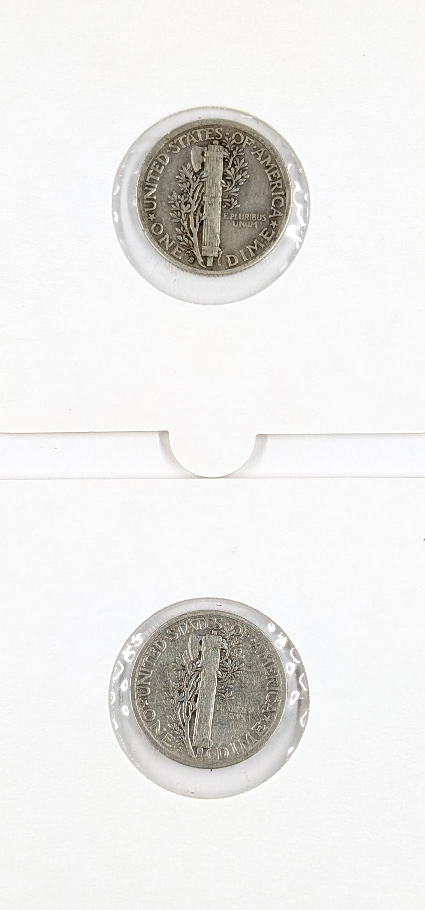 Lot of 2 Silver Mercury Dimes - 1936-S, 1939-S - 2