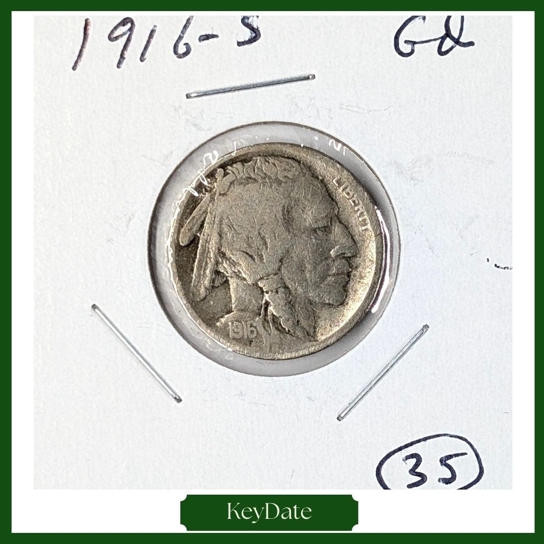 1916-D Buffalo Head Nickel - KEY DATE: Coin 