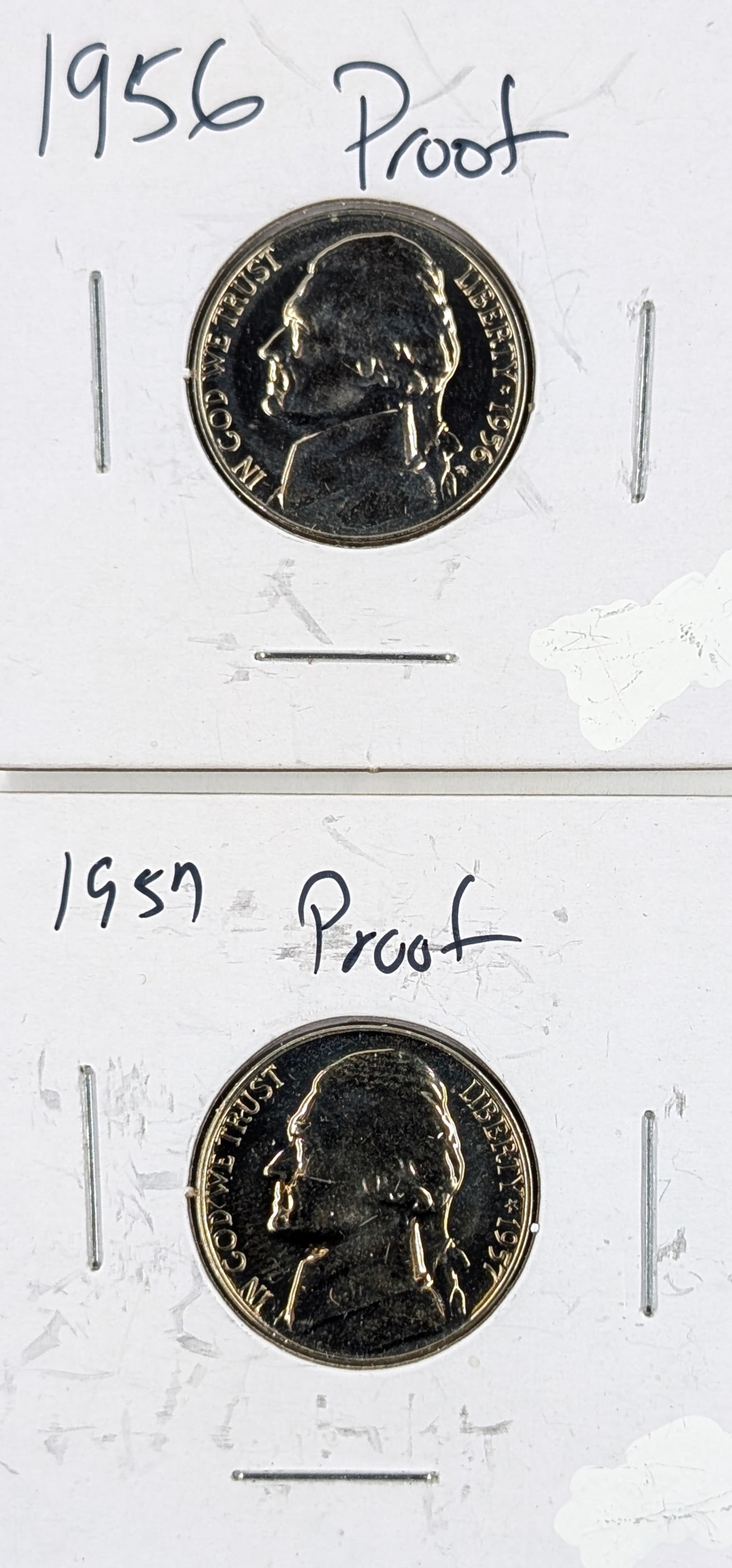 Lot of 2 Jefferson Nickels - 1956, 1957 - Both Proof: Coin 
