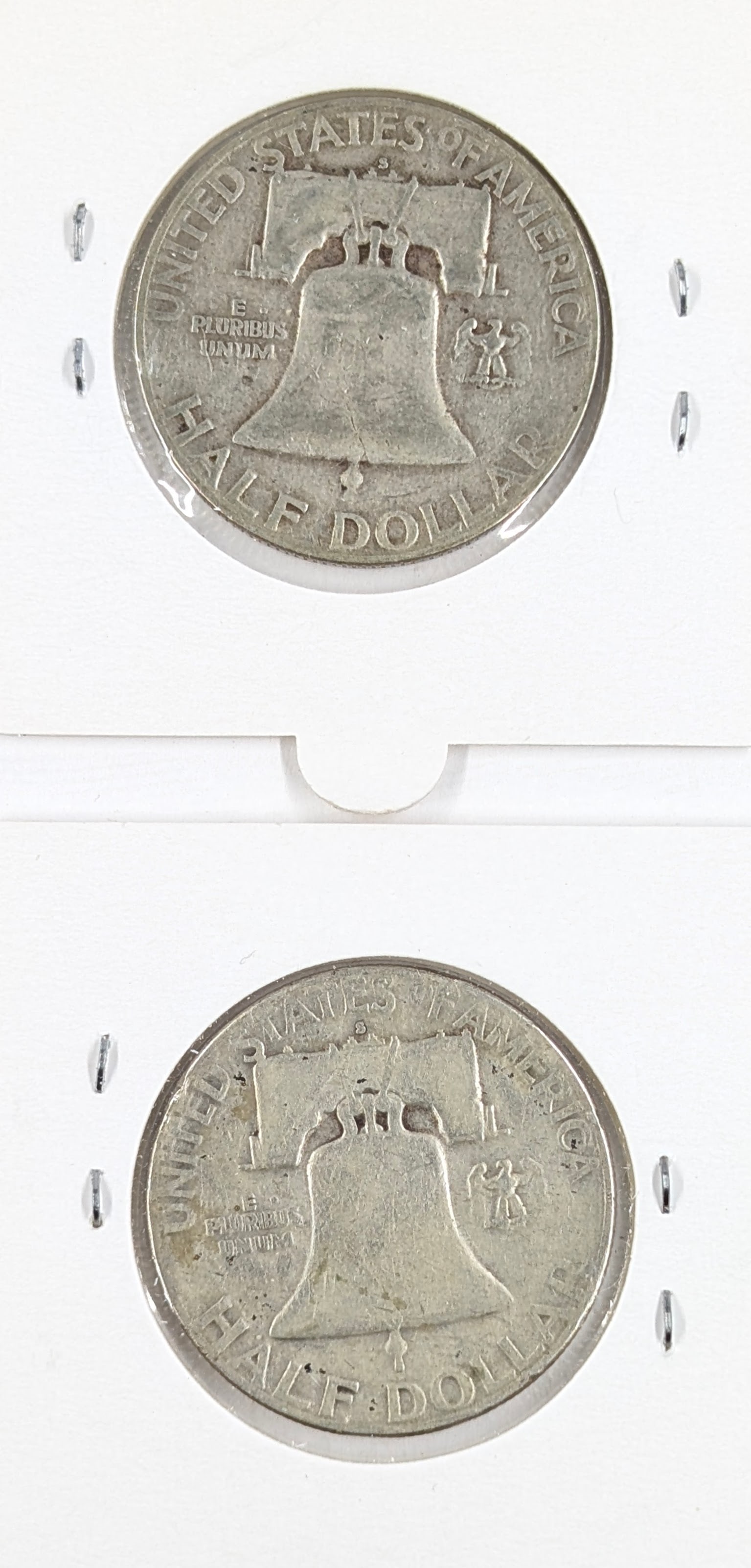 Lot of 2 Silver Franklin Half Dollars - 1951-S, 1954-S - 2
