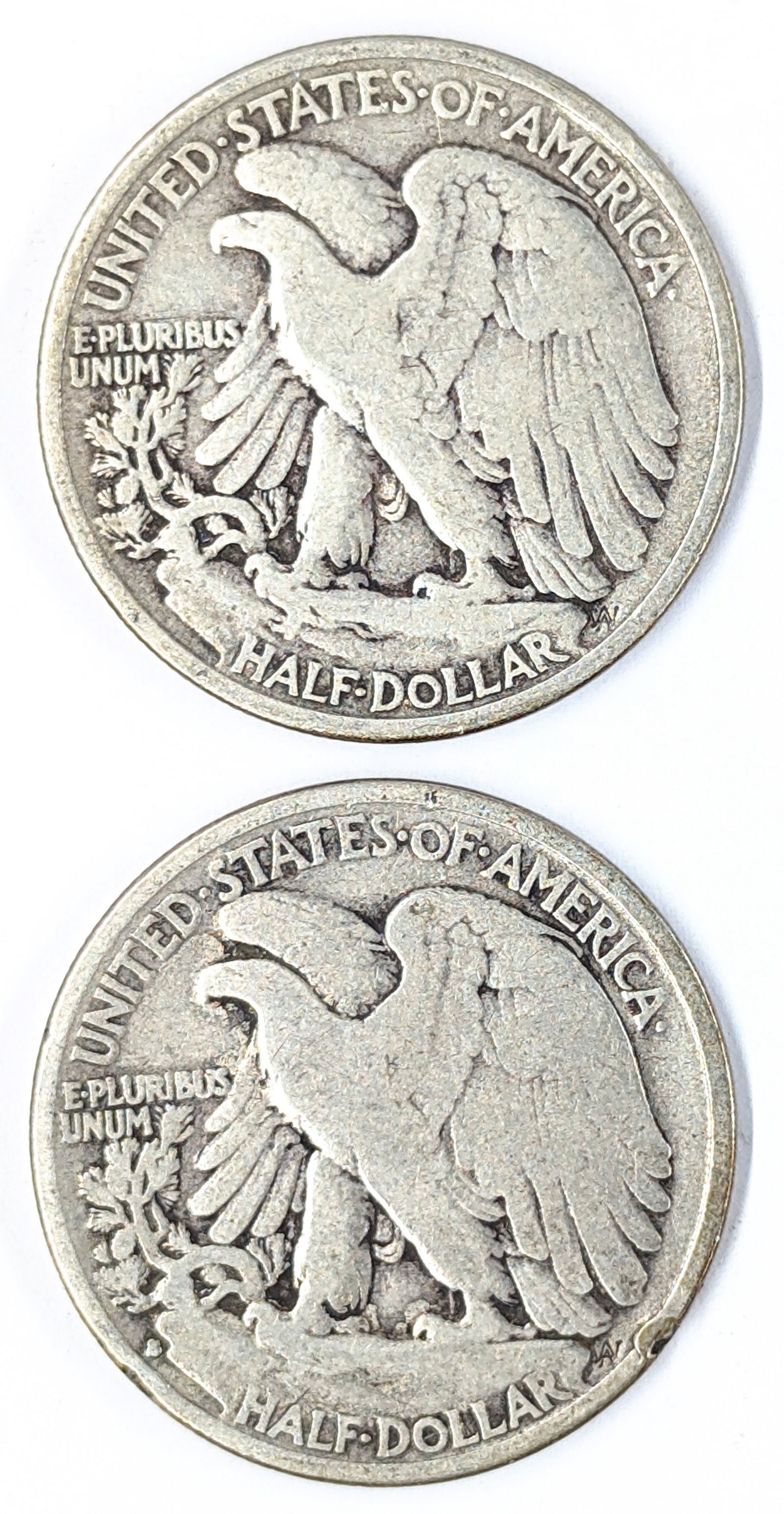 Lot of 2 Silver Walking Liberty Half Dollars - 1935 P/S - 2