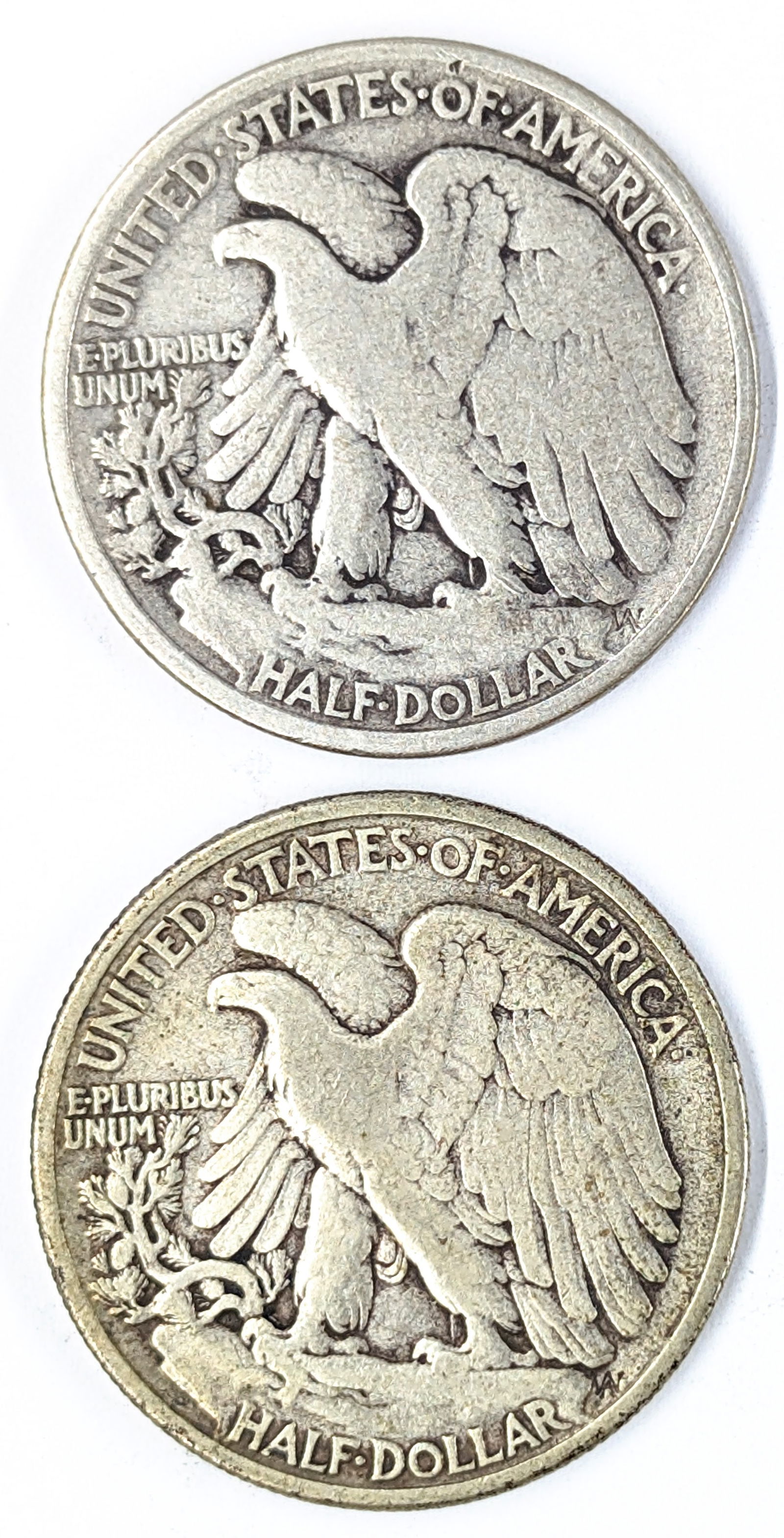 Lot of 2 Silver Walking Liberty Half Dollars - 1937, 1938 - 2