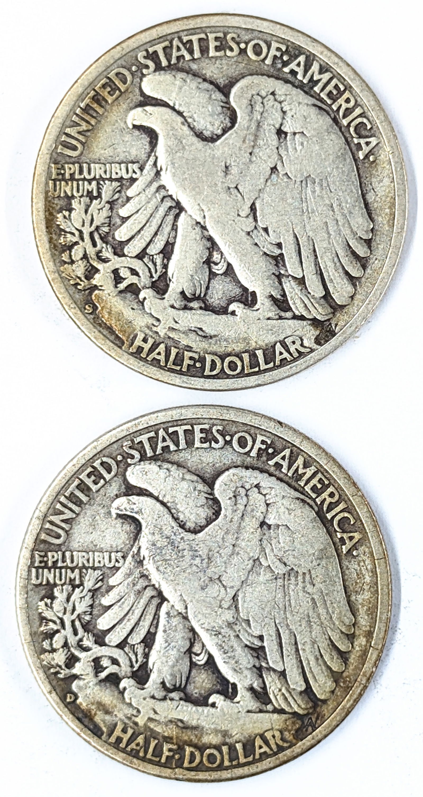 Lot of 2 Silver Walking Liberty Half Dollars - 1942 D/S - 2