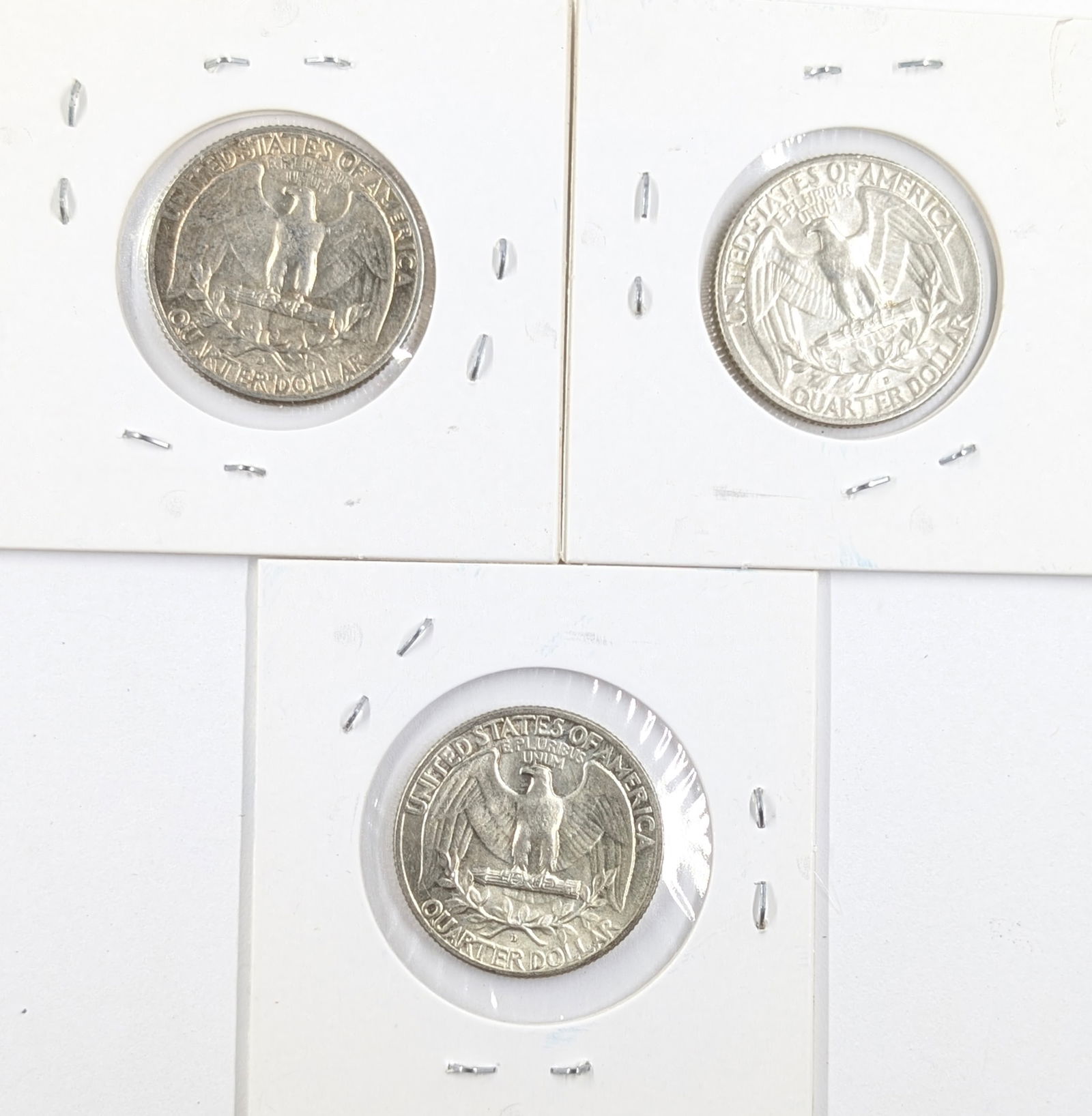 Lot of 3 Uncirculated Silver Washington Quarters - All 1964-D - 2