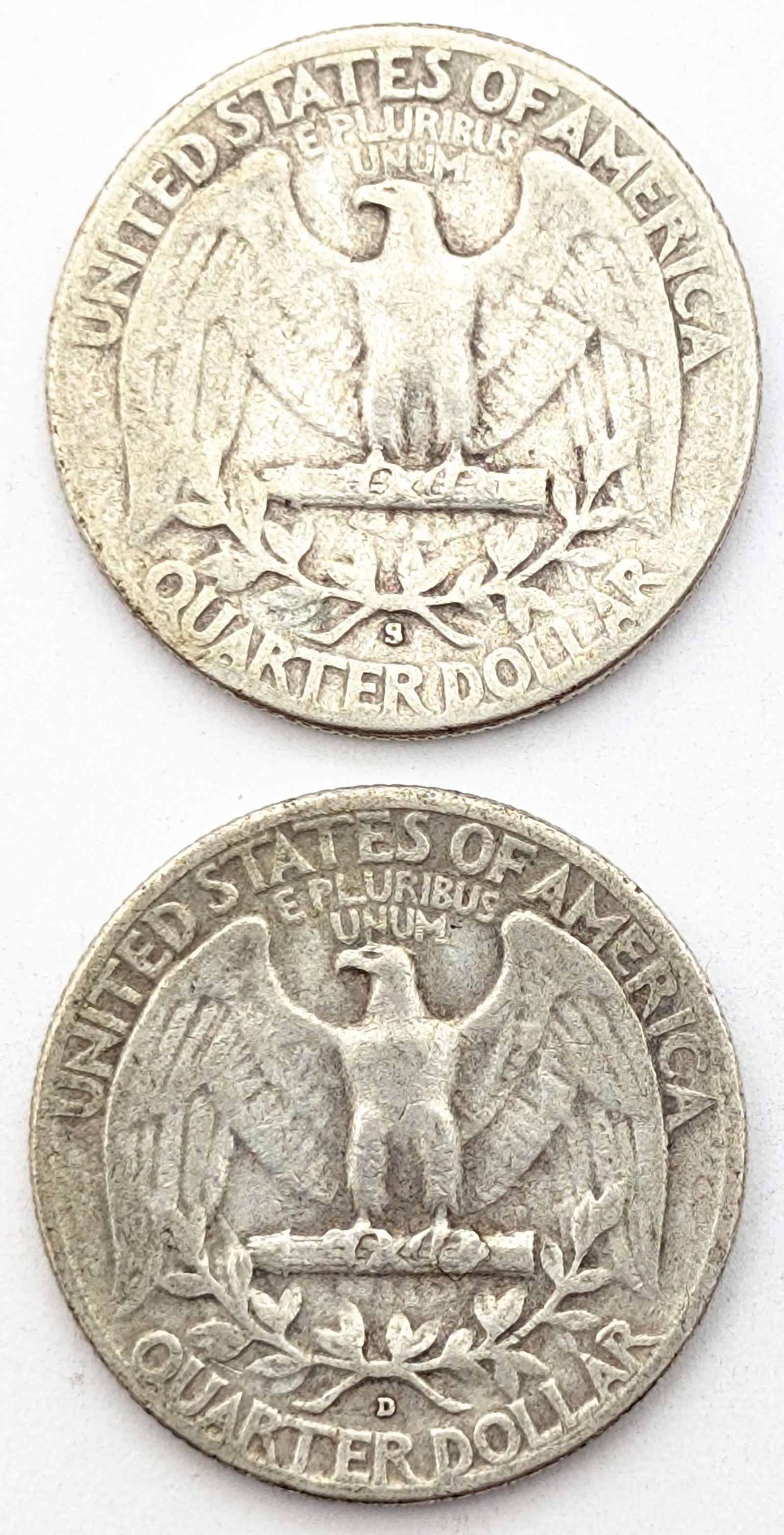 Lot of 2 Silver Washington Quarters - 1951-S, 1953-D - 2