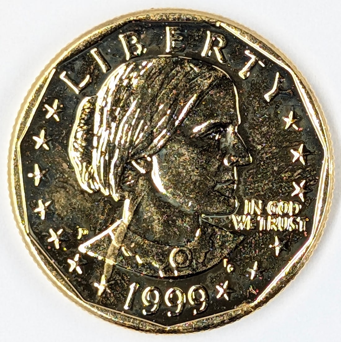 1999 Gold plated Susan B. Anthony Dollar - Proof: Coin 
