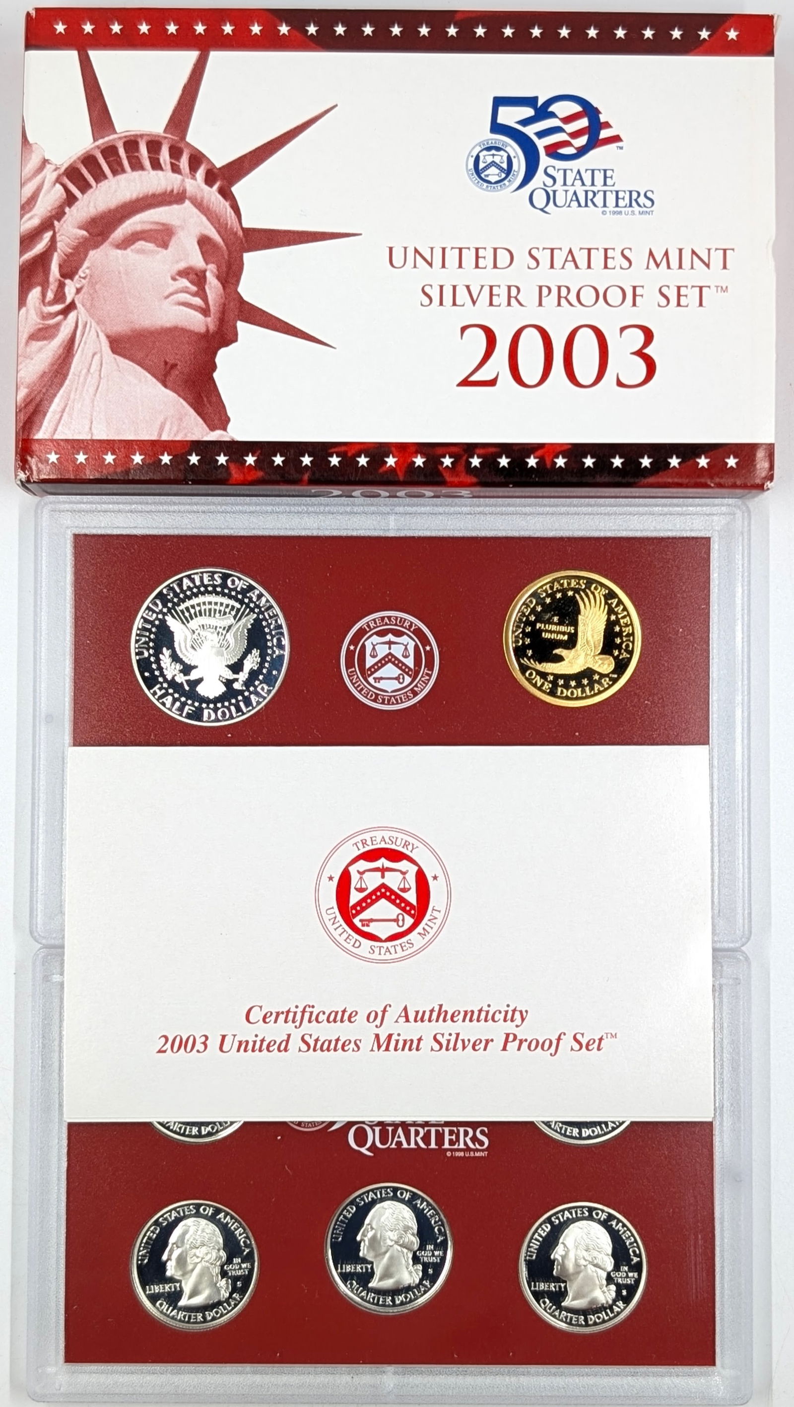 2003 Silver US Mint Proof Set w/ Silver Half, Quarter & Dime w/ COA - 3