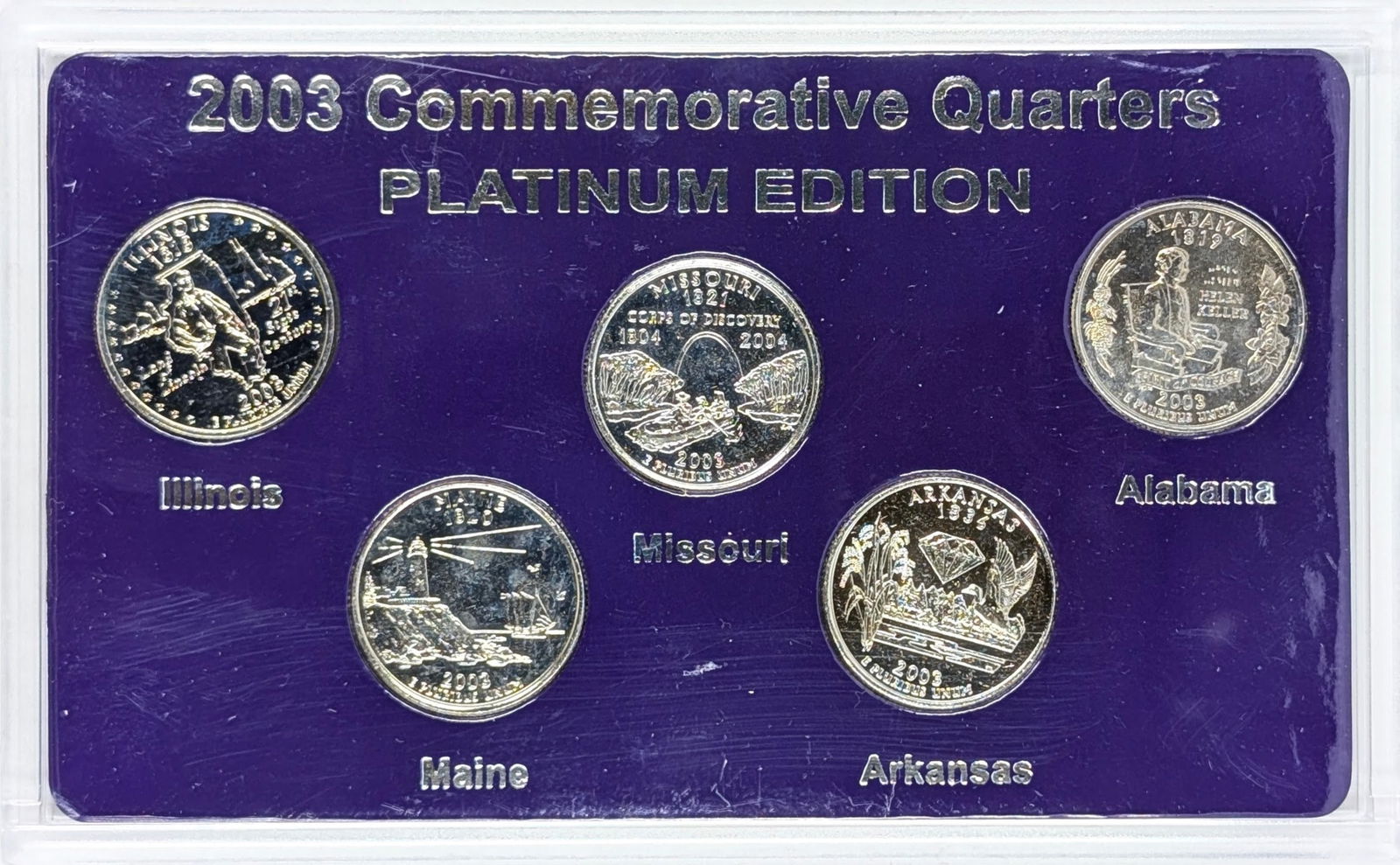2003 Commemorative Quarters Platinum Edition - IL, MO, AL, ME, AR: Commemorative 