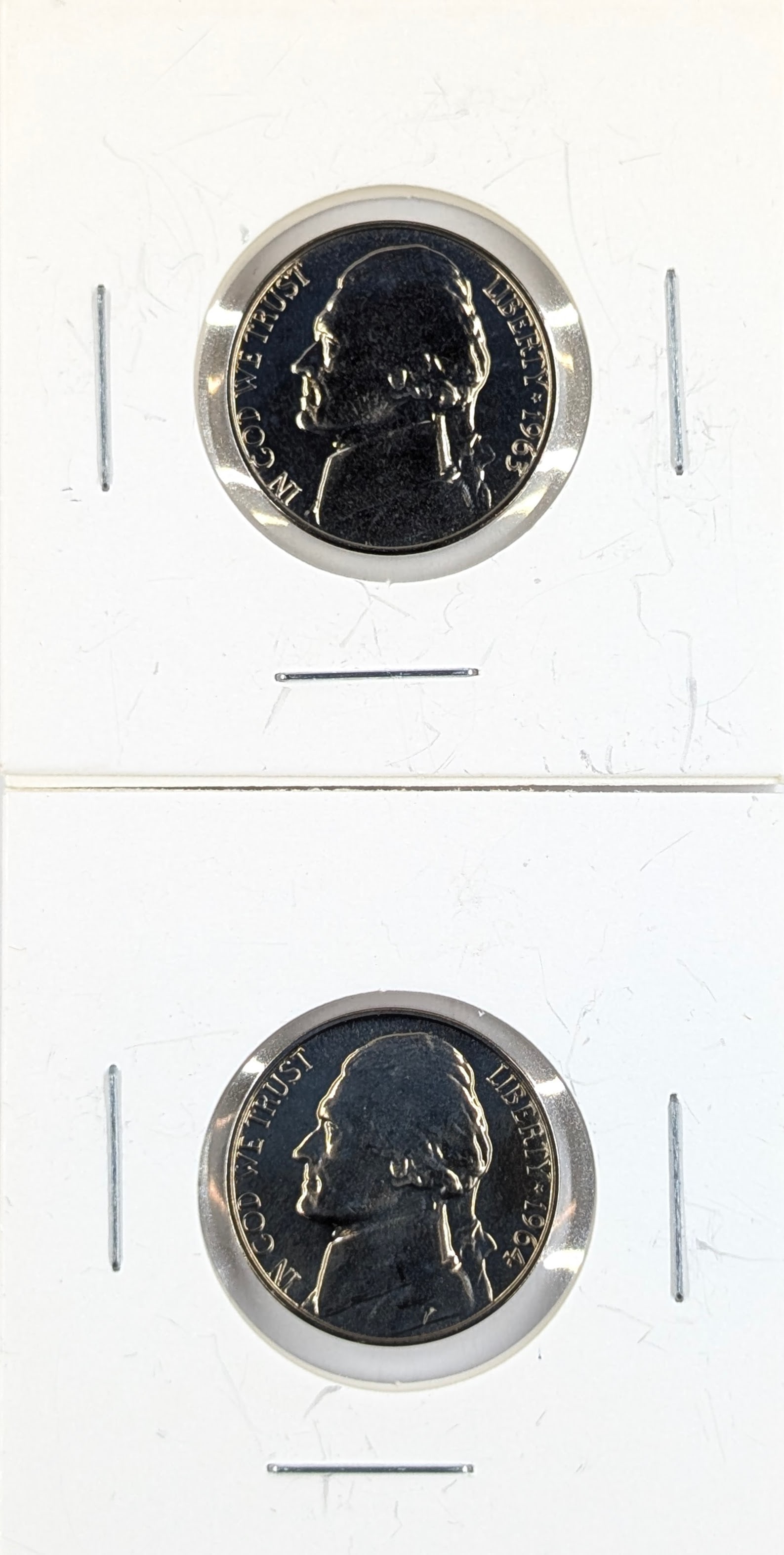Lot of 2 Jefferson Nickels - 1963, 1964 - Both Proof: Coin 