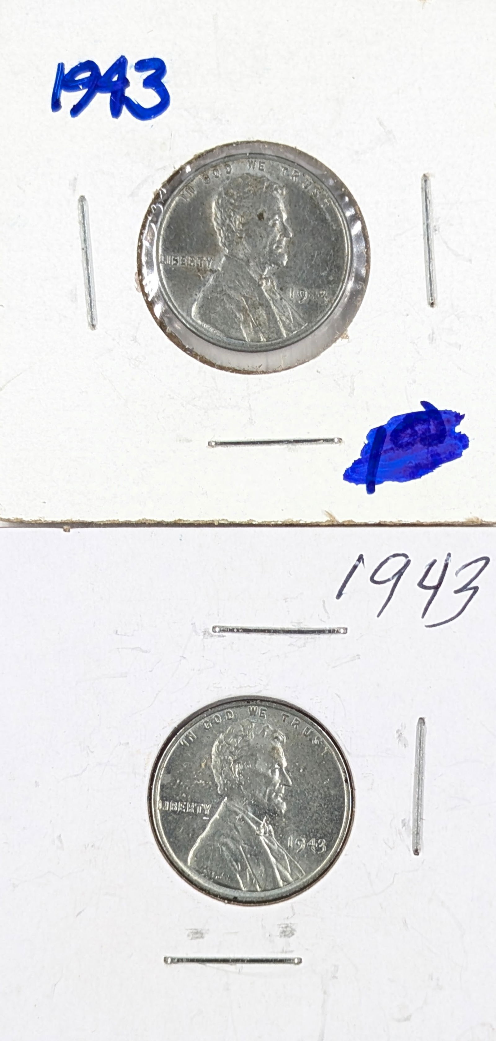 Lot of 2 - 1943 Steel Lincoln Cents: Coin 