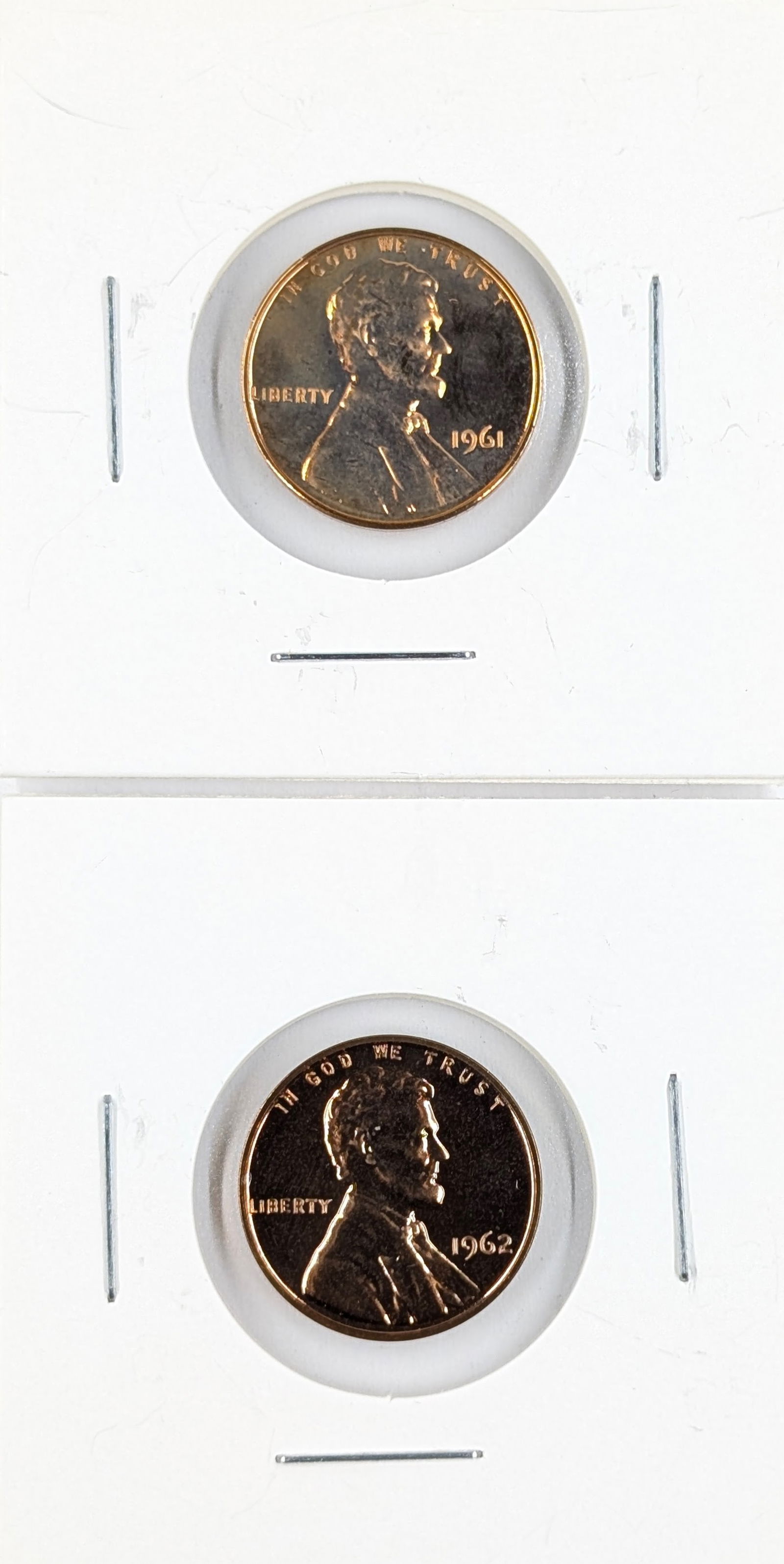 Lot of 2 Lincoln Cents - 1961, 1962 - Both Proof: Coin 