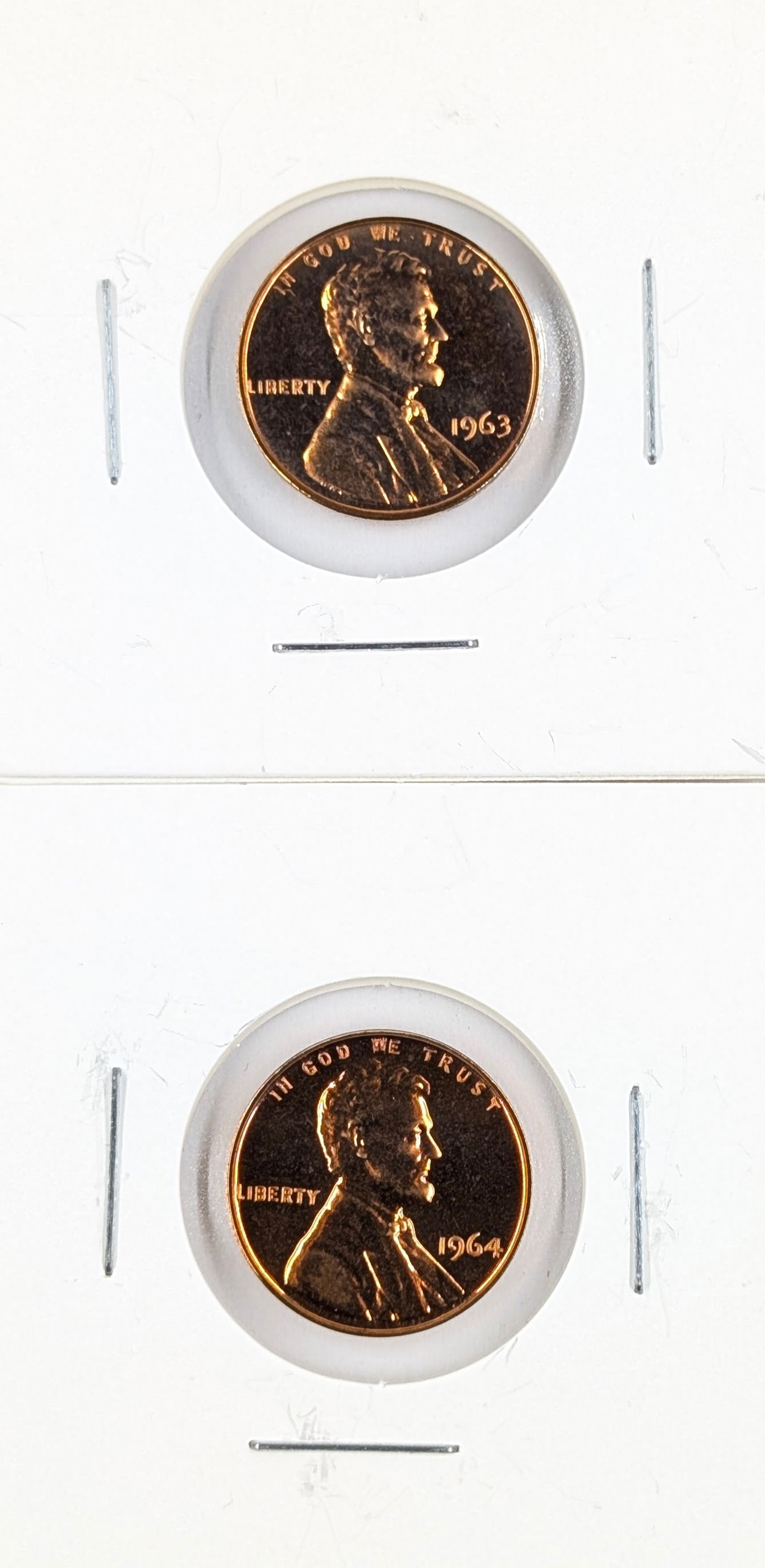 Lot of 2 Lincoln Cents - 1963, 1964 - Both Proof: Coin 