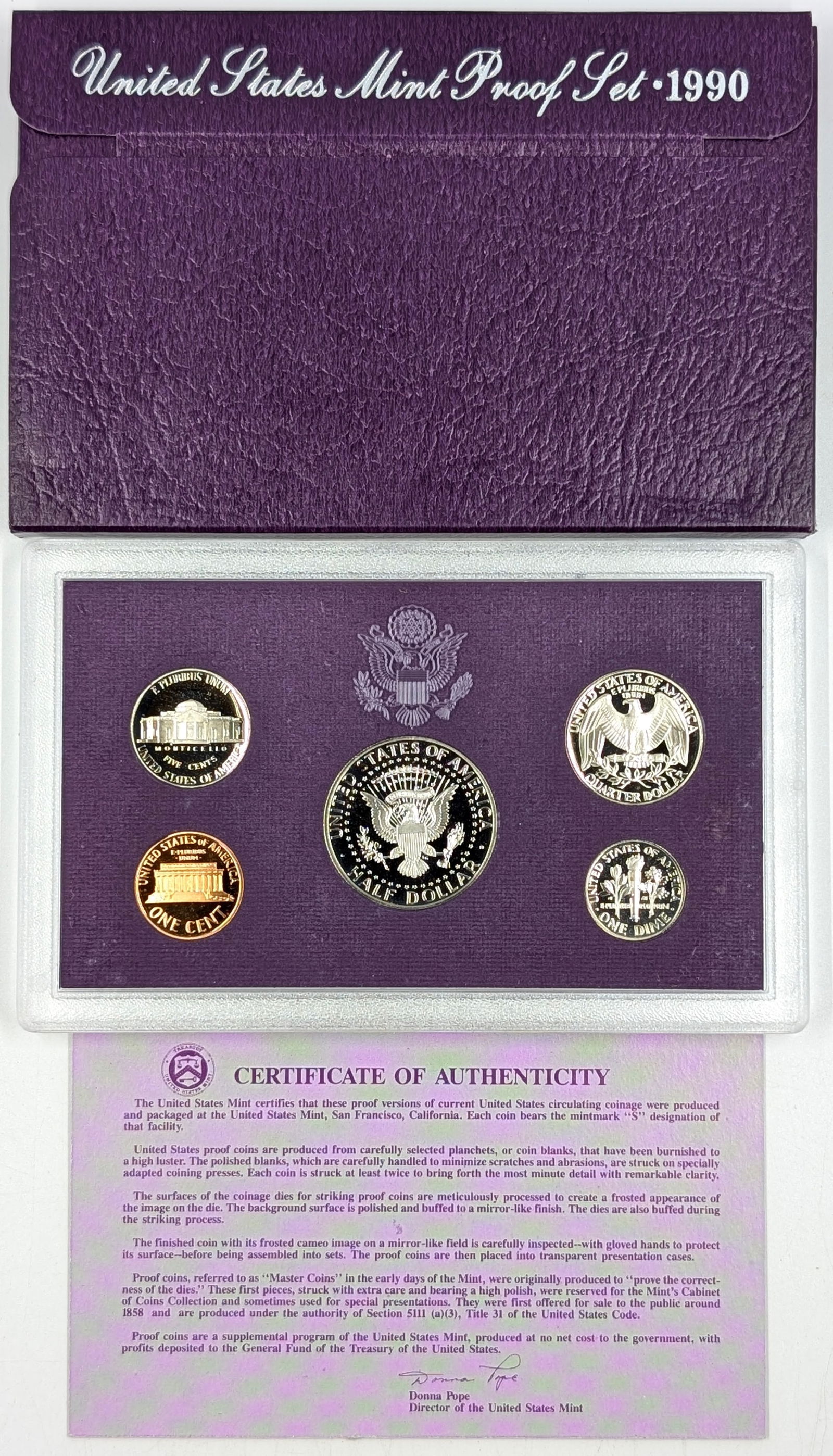 1990 US Mint Proof Set w/ COA - 2