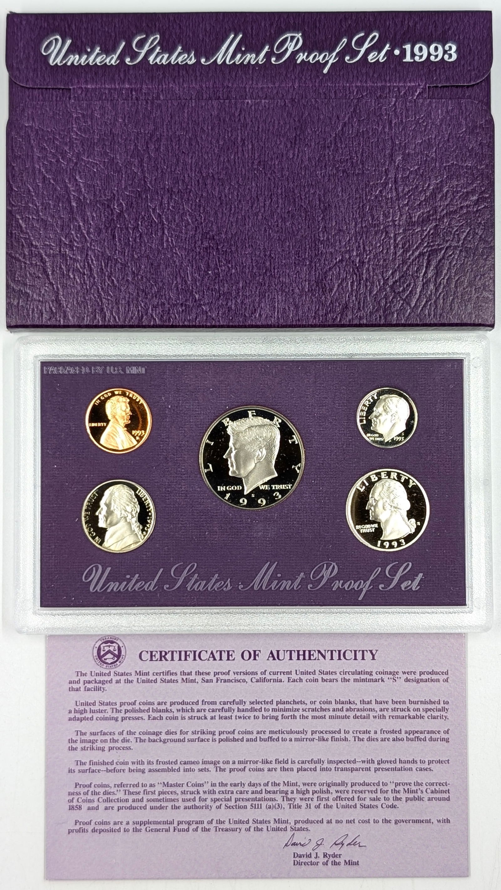 1993 US Mint Proof Set w/ COA: Coin