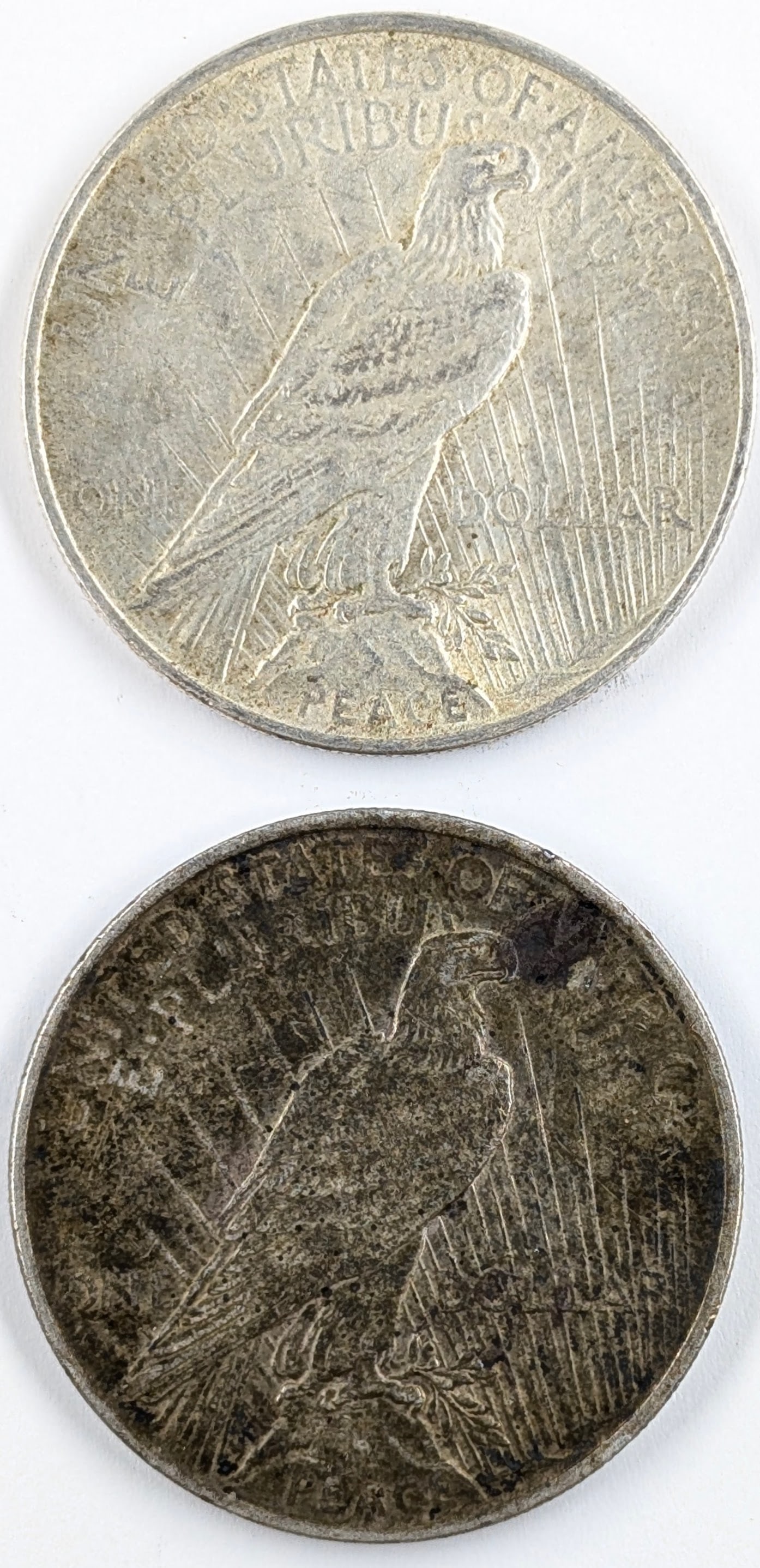 Lot of 2 Silver Peace Dollars - 1922, 1923 - 2